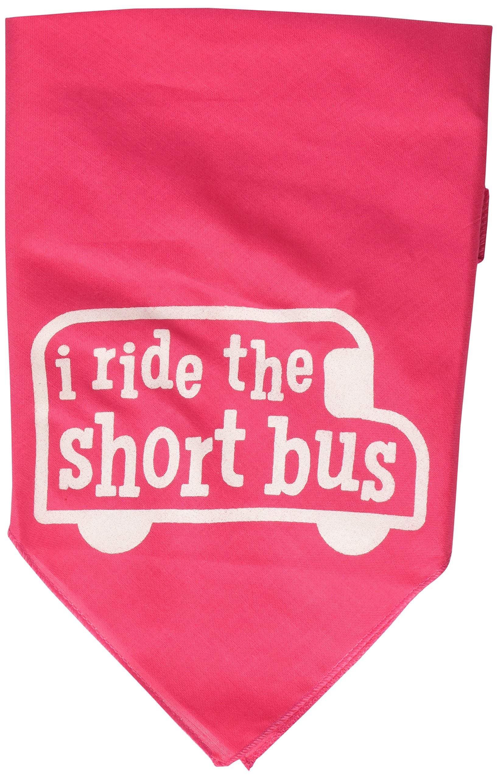 Mirage Pet Products I Ride The Short Bus Screen Print Bandana, Small, Bright Pink