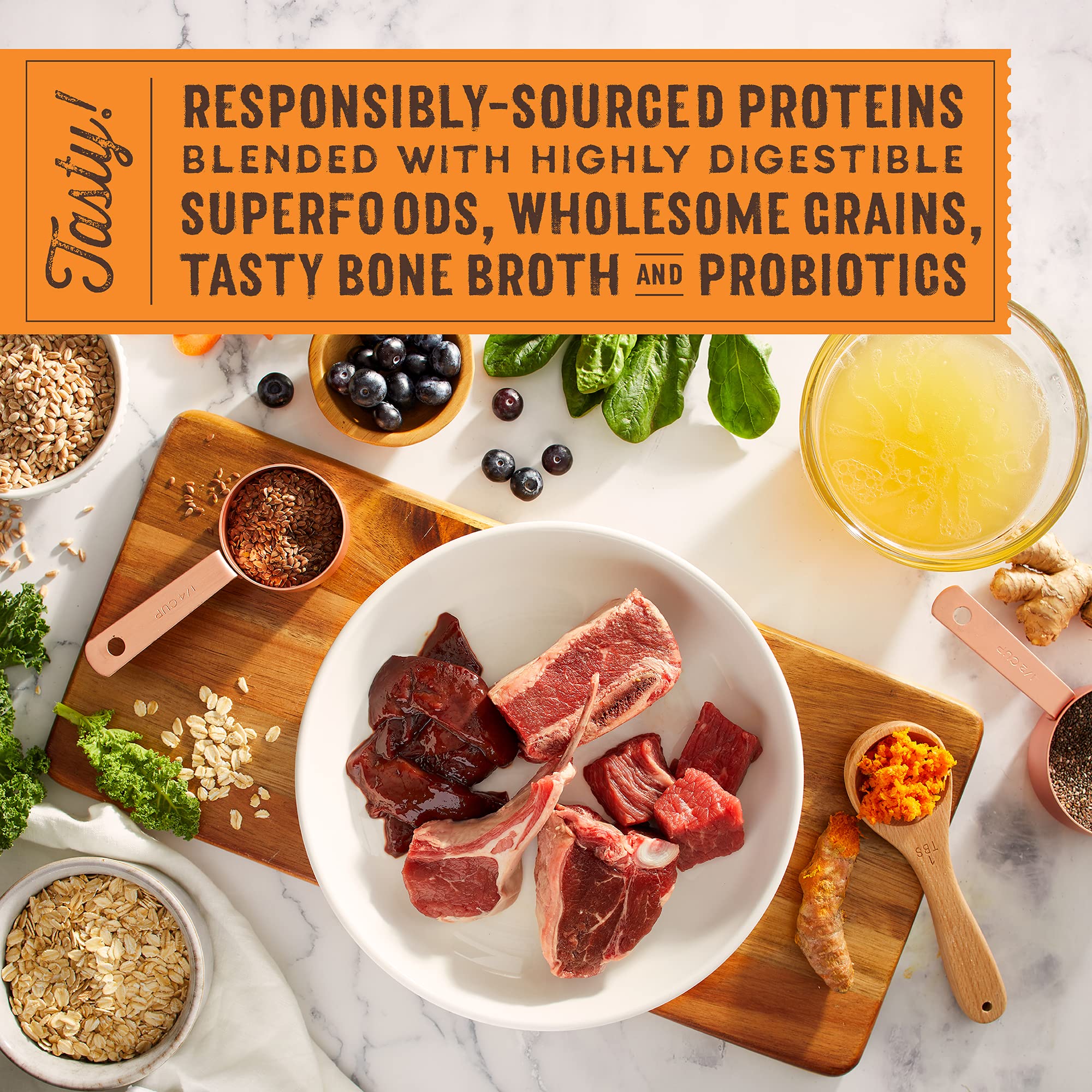 Stella & Chewys SuperBlends Raw Coated Wholesome Grains Grass-Fed Beef, Beef Liver & Lamb Recipe with Superfoods, 3.5 lb. Bag