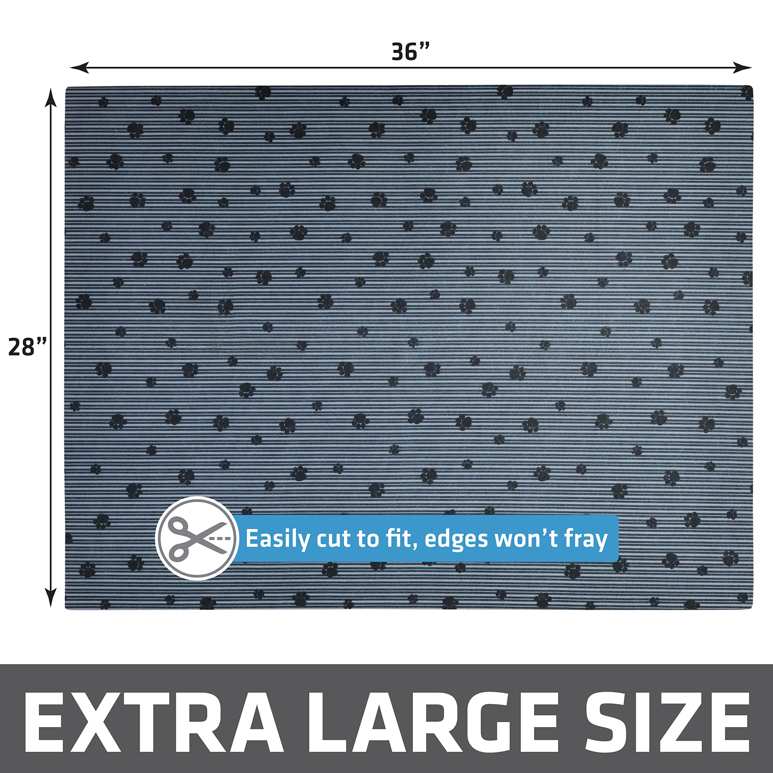 Drymate Original Cat Litter Mat, Contains Mess From Box For Cleaner Floors, Urine-Proof, Soft On Kitty Paws -Absorbent/Waterproof- Machine Washable, Durable (Usa Made) (28”X36”)(Greystripeblackpaw)