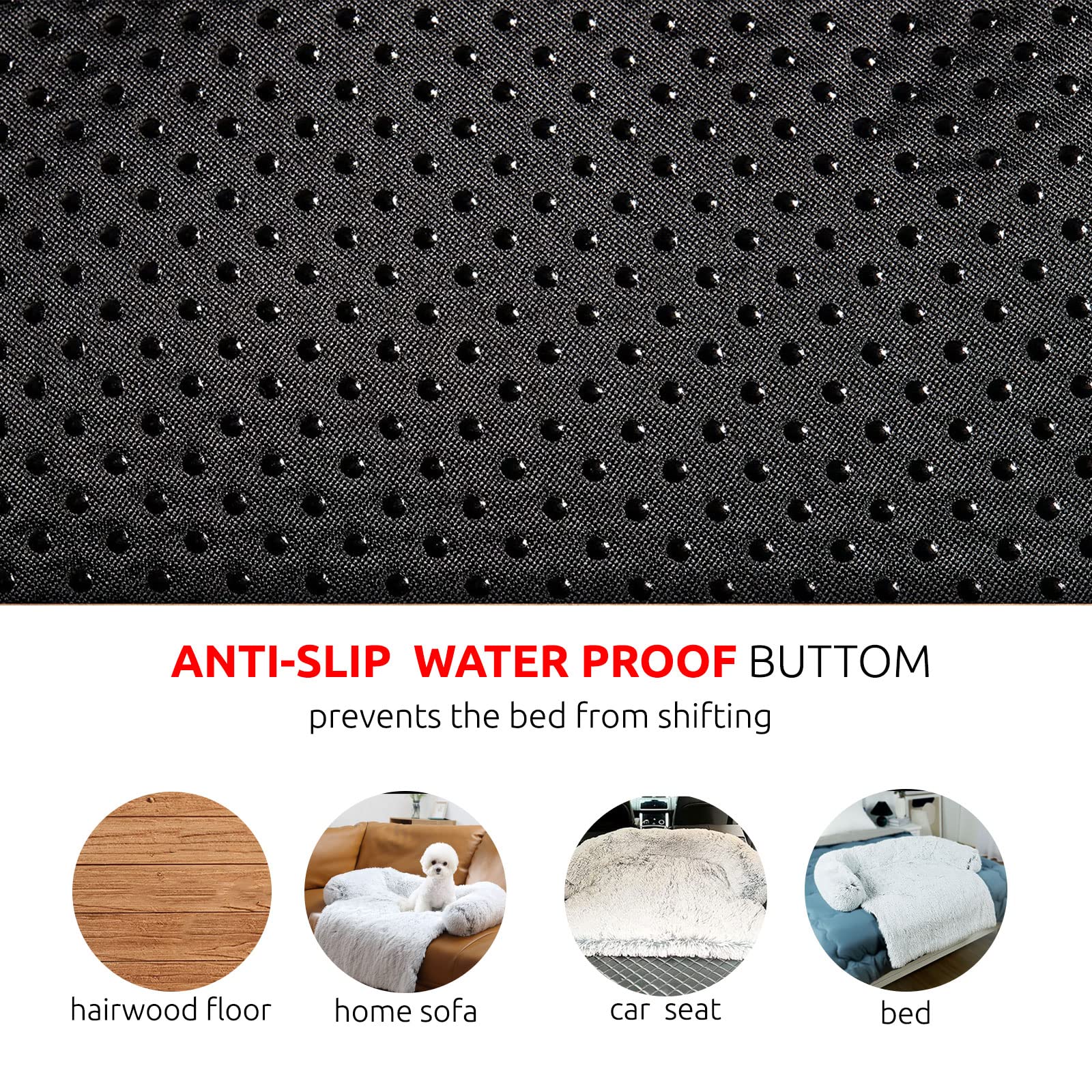 HACHIKITTY Calming Pet Sofa Bed Mat, Washable Plush Couch Cover, Furniture Protector Mat for Dogs and Cats, Fluffy Dog Couch Bed