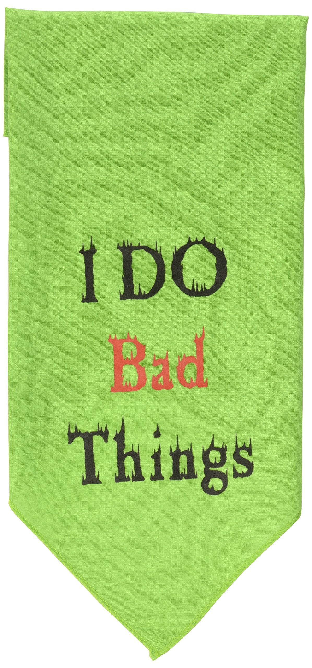 Pet and Dog Bandana Screen Printed, &quot;I Do Bad Things&quot; Lime Green Large