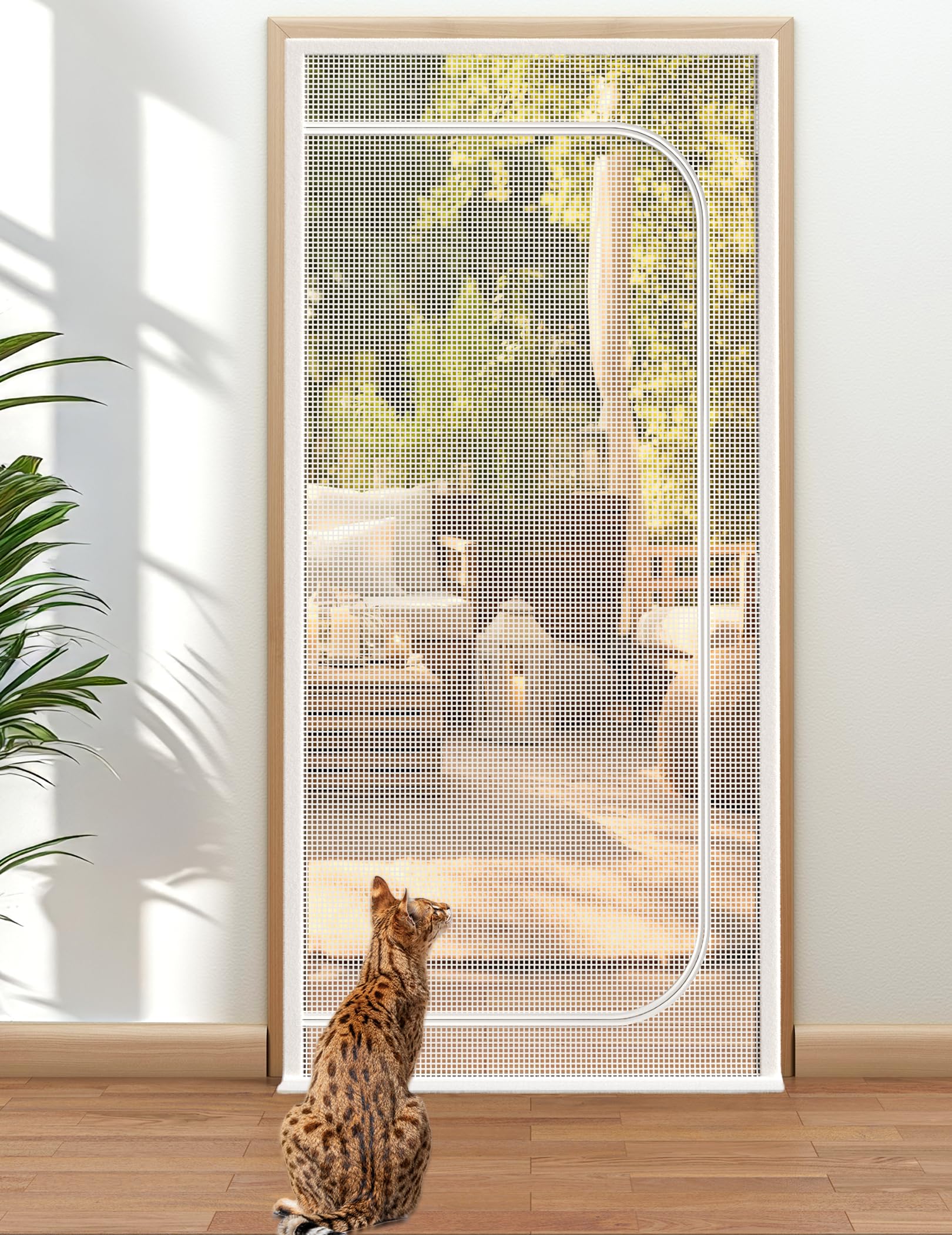 BFNN Cat Screen Door, Extra Tall Cat-Proof Mesh Gate, Fit Door Size 36 x 82, Anti-Cat Scratch Mesh with Zipper Closure, for 