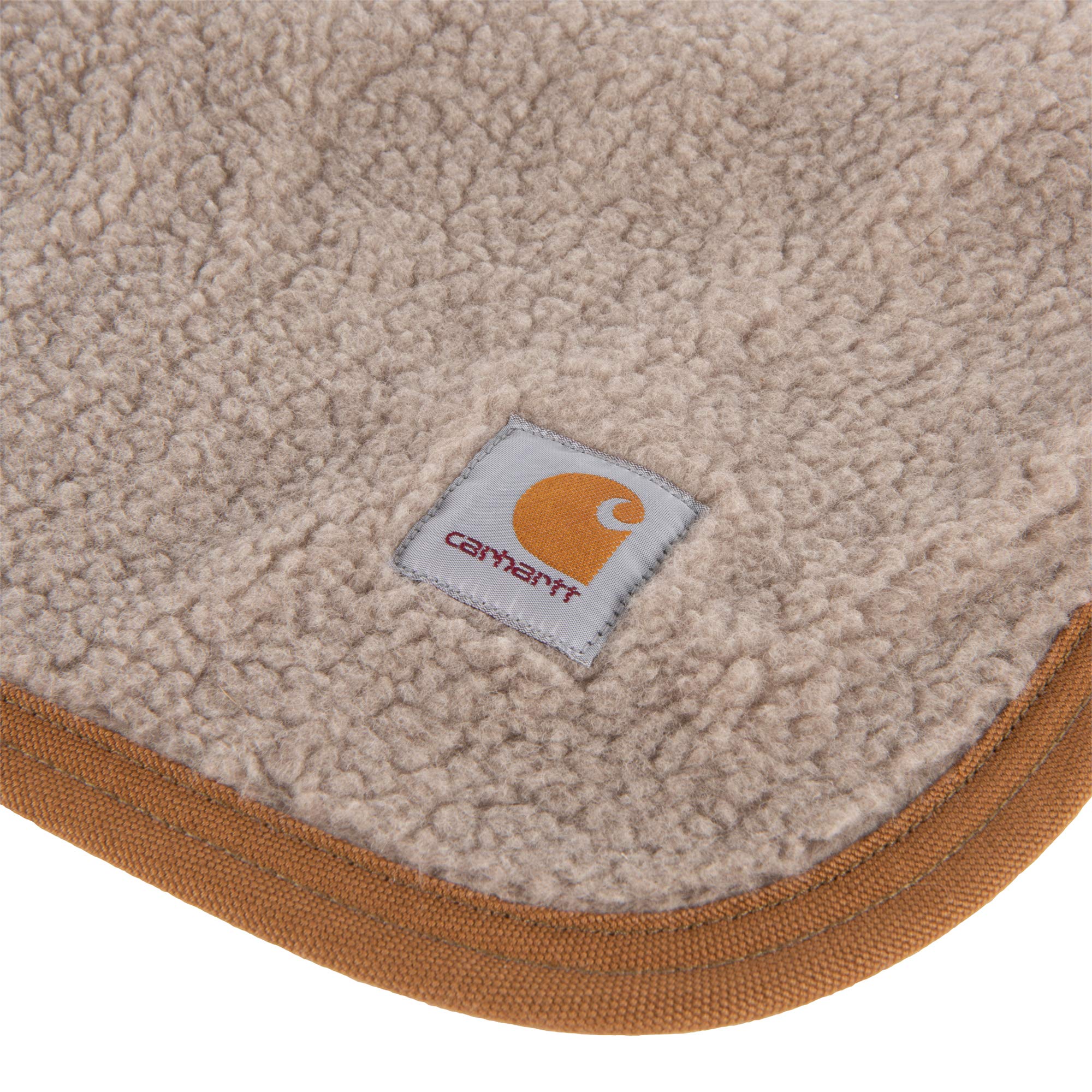 Carhartt Firm Duck Sherpa-Lined Throw Blanket, Reversible Pet Blanket With Water Repellent Coating, Carhartt Brown