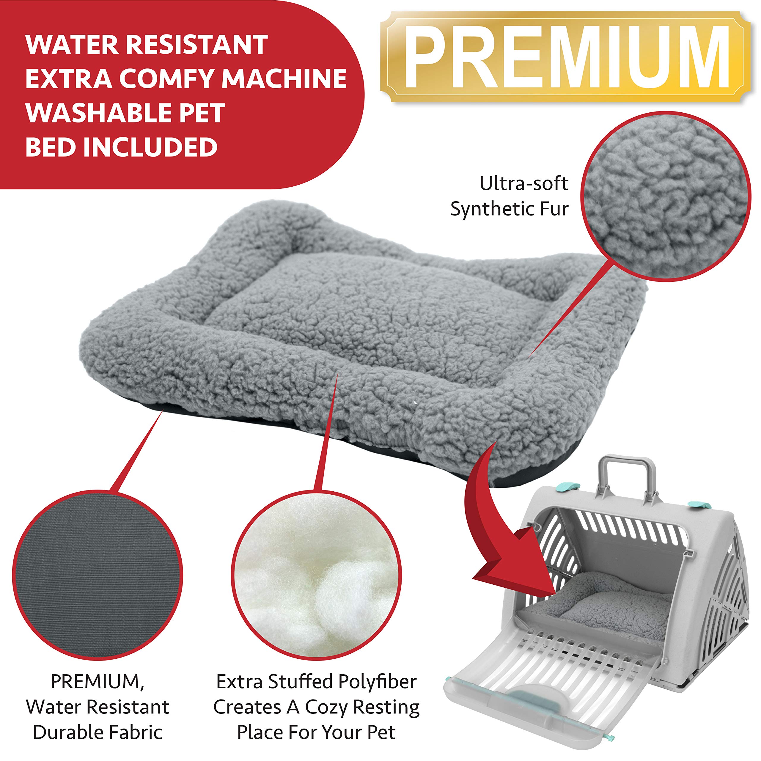 Sportpet Designs Sport Pet Foldable Travel Cat Carrier With A Waterproof Bed - Front Door Plastic Collapsible Carrier, Gray (Cm-