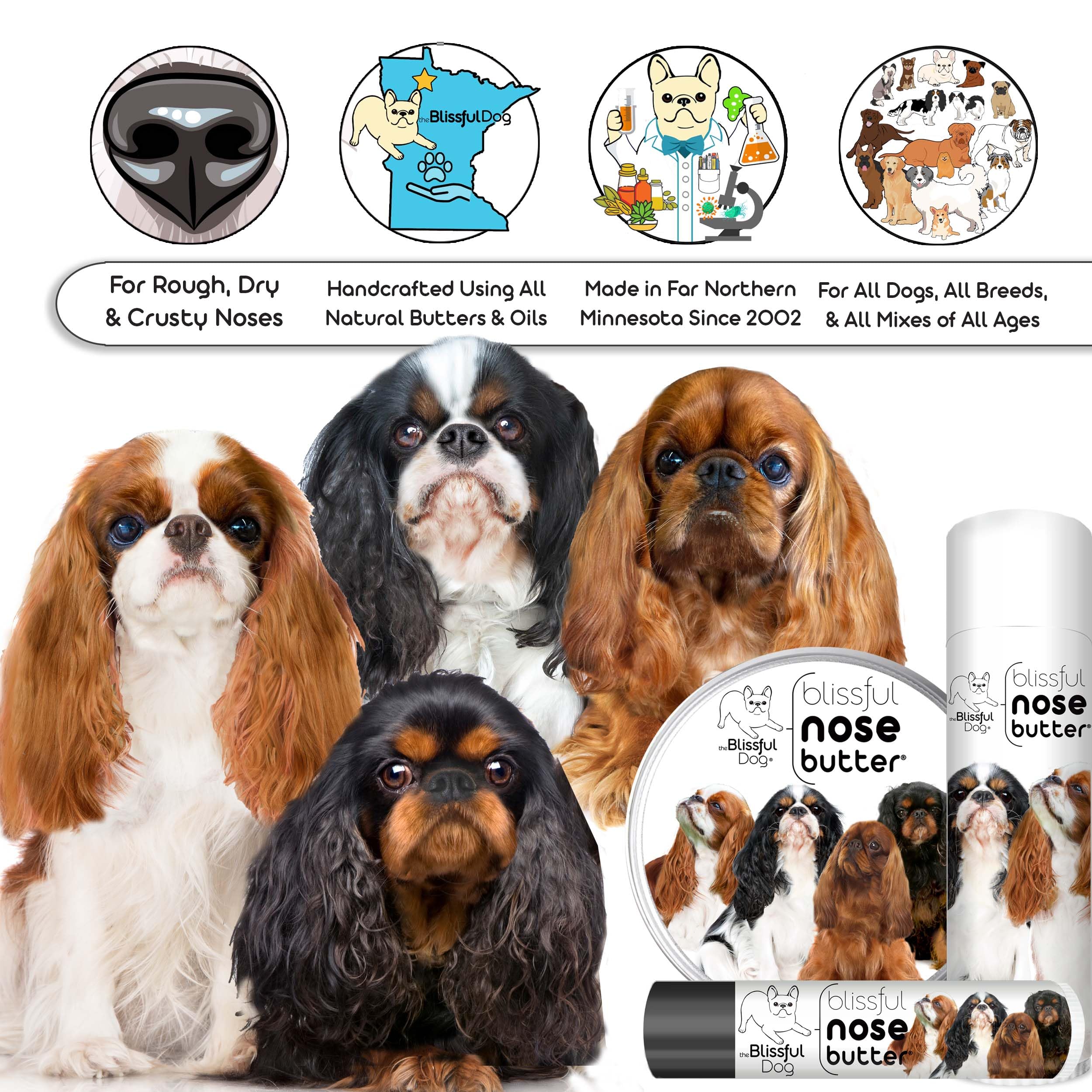 The Blissful Dog English Toy Spaniel Unscented Nose Butter, 16oz