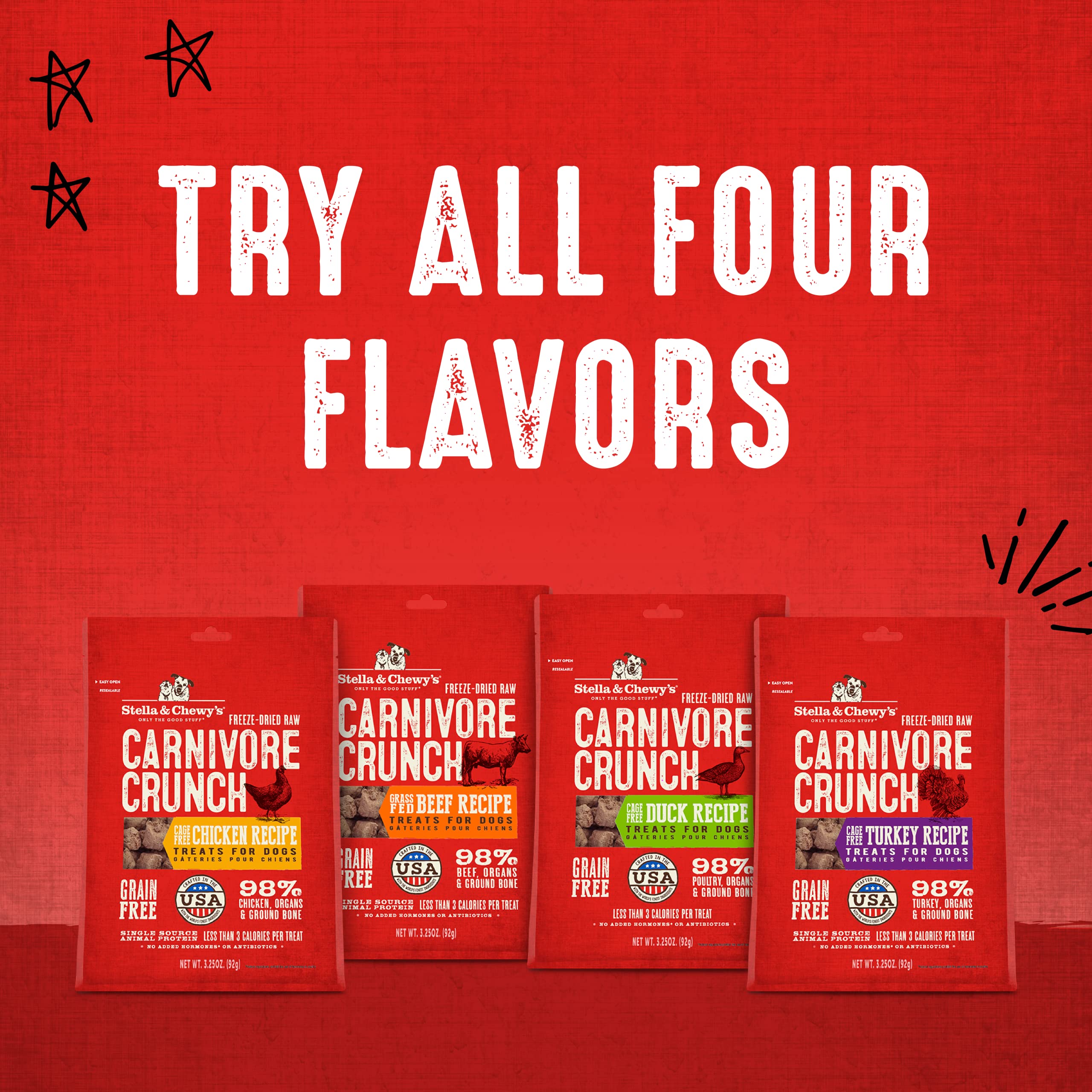 Stella & Chewys Freeze-Dried Raw Dog Treats - Carnivore Crunch for Training - Natural Limited Ingredient, Grain-Free - Perfect
