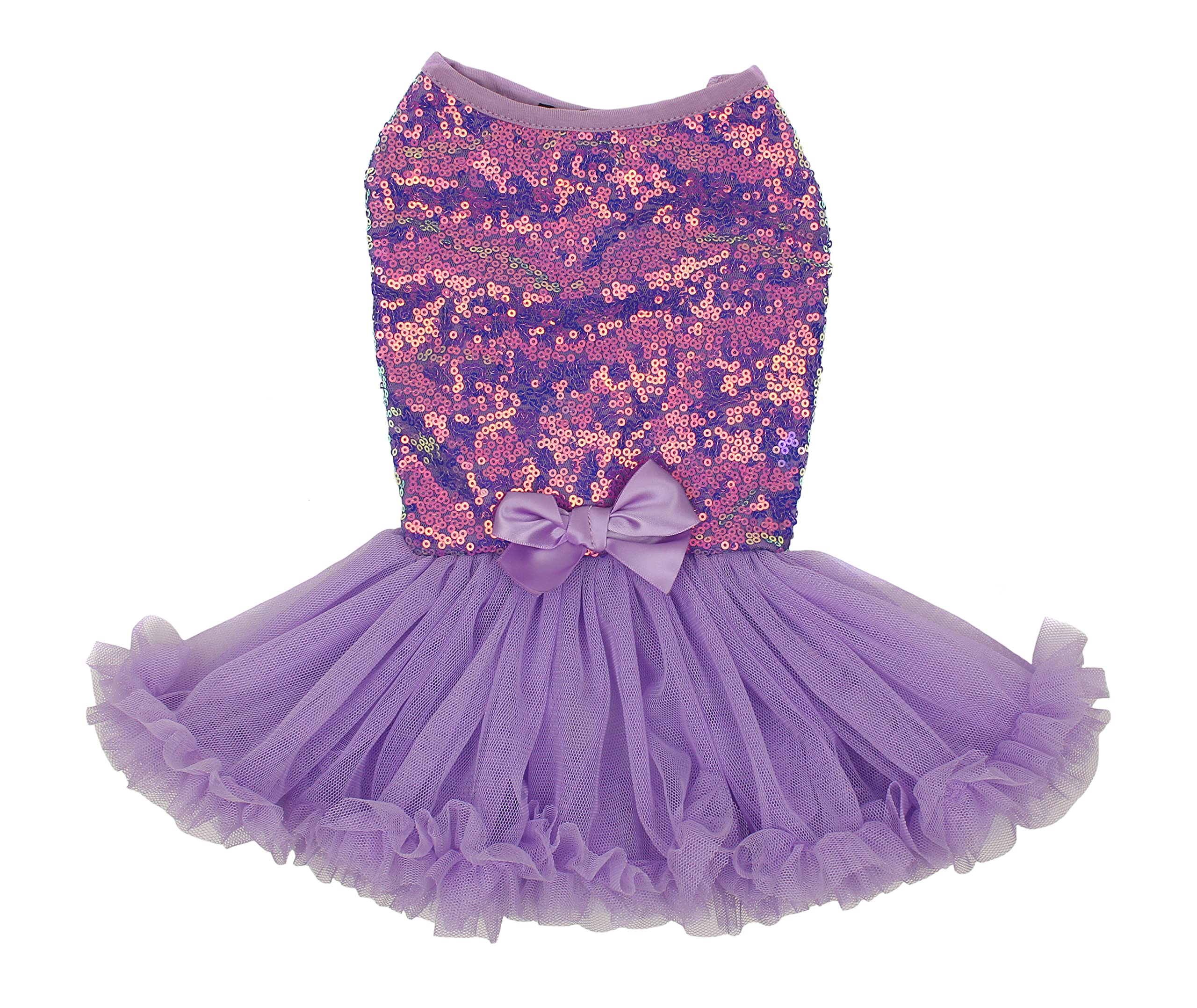 Pawpatu Purple Sequin Costume Tulle Dress For Dogs, Medium