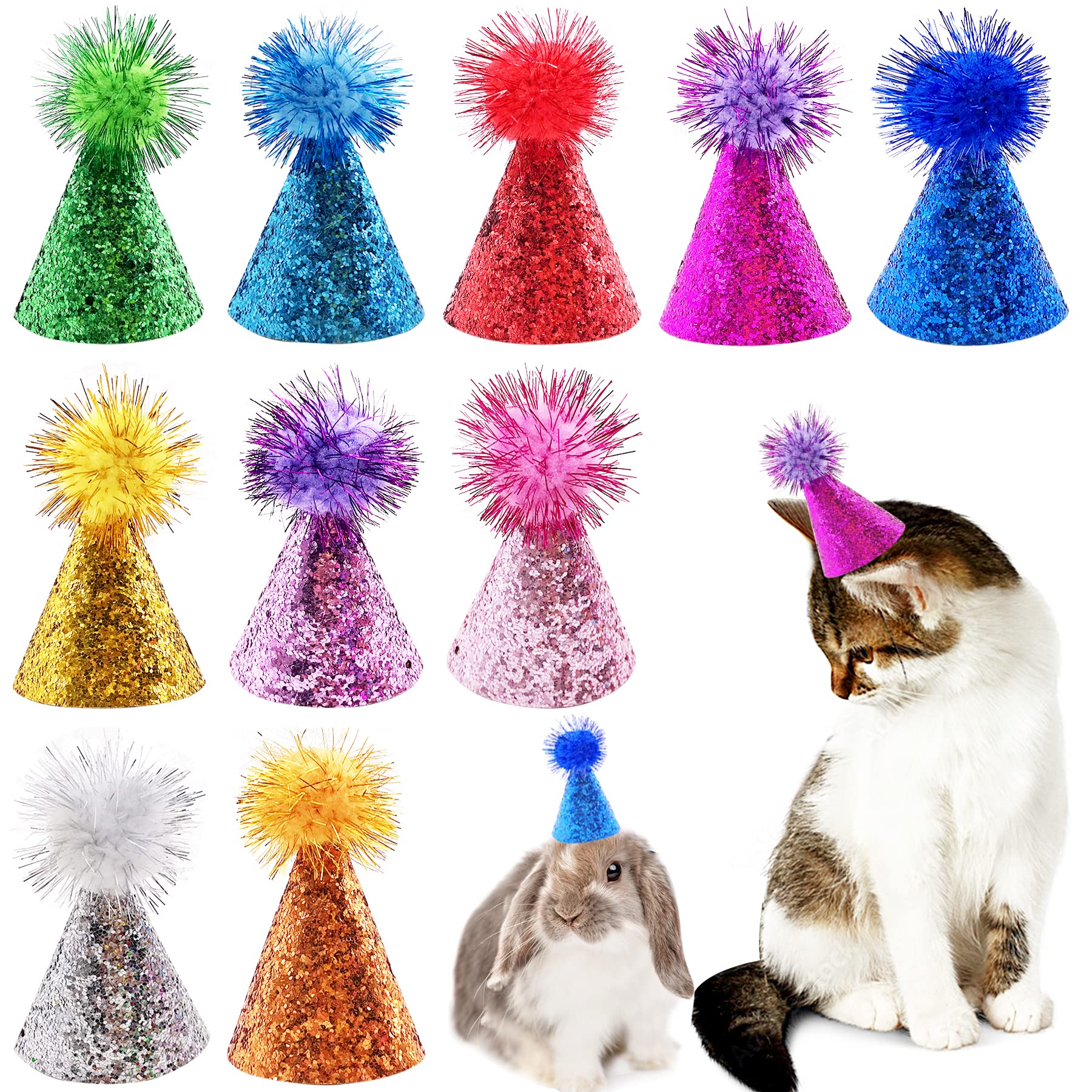 Pet Show 10Pcs Mini Small Dog Hats Cat Birthday Party Hat Rabbit Hats For Holiday Wedding Puppies Kittens Costume Accessories