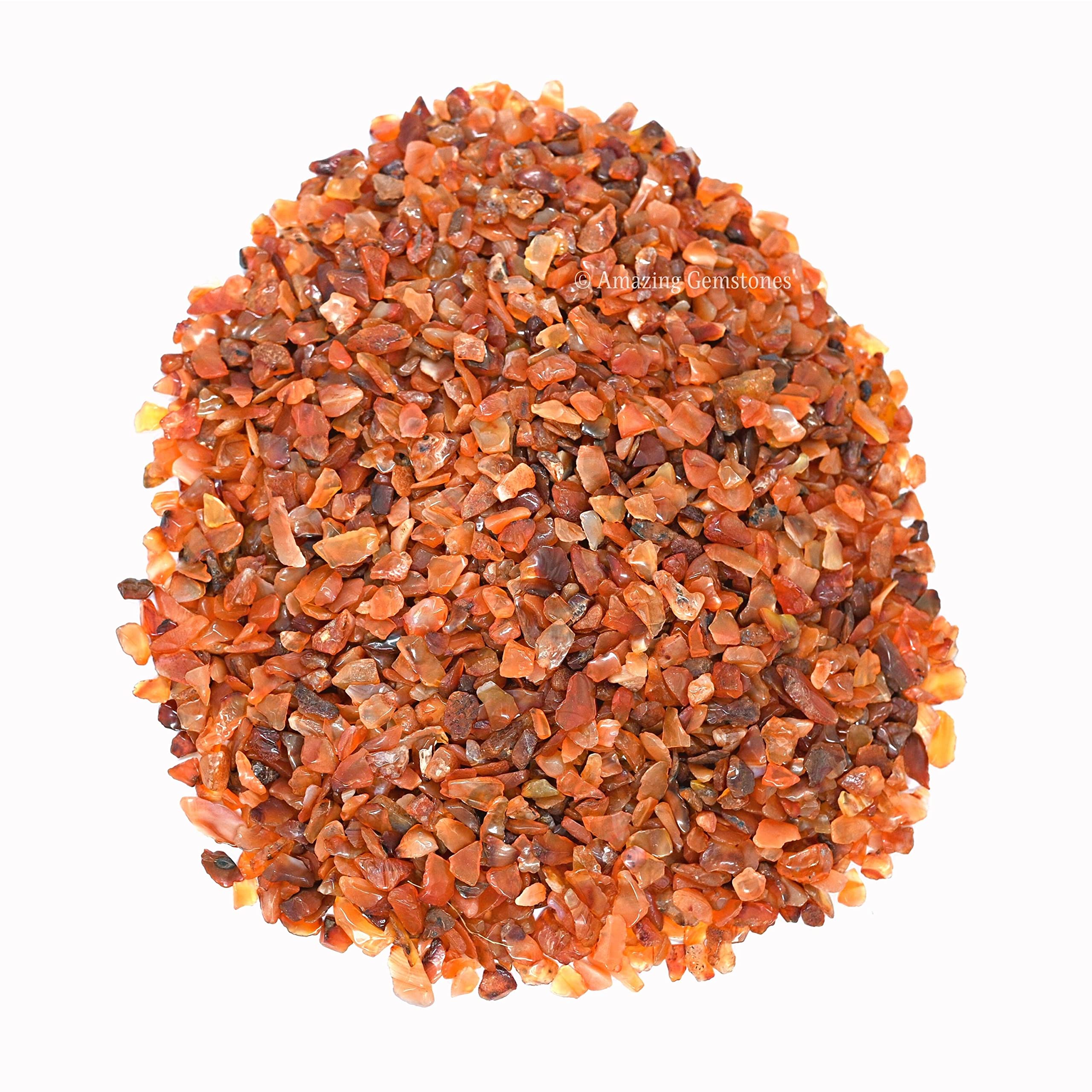 Carnelian Crystal Chips Aquarium Gravel Rocks - Carnelian Chips Bulk Fish Tank Gravel, Small Tumbled Stones and Tiny Crystals fo