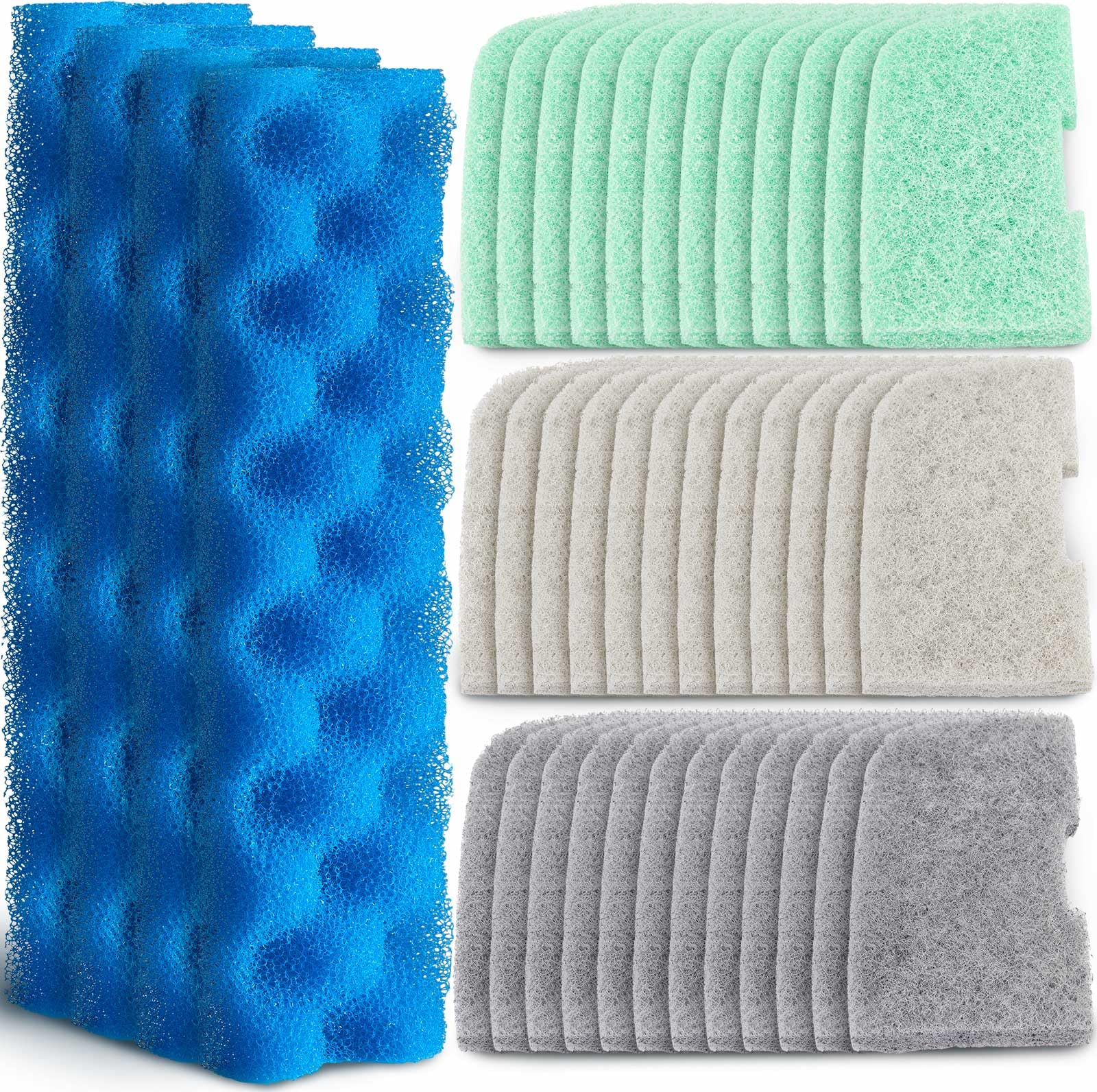 Threlaco 40 Pcs Replacement Filter Media Kit Compatible With Fluval 406/407 Aquarium Filters Including 4 Biological Foams, 12 Am