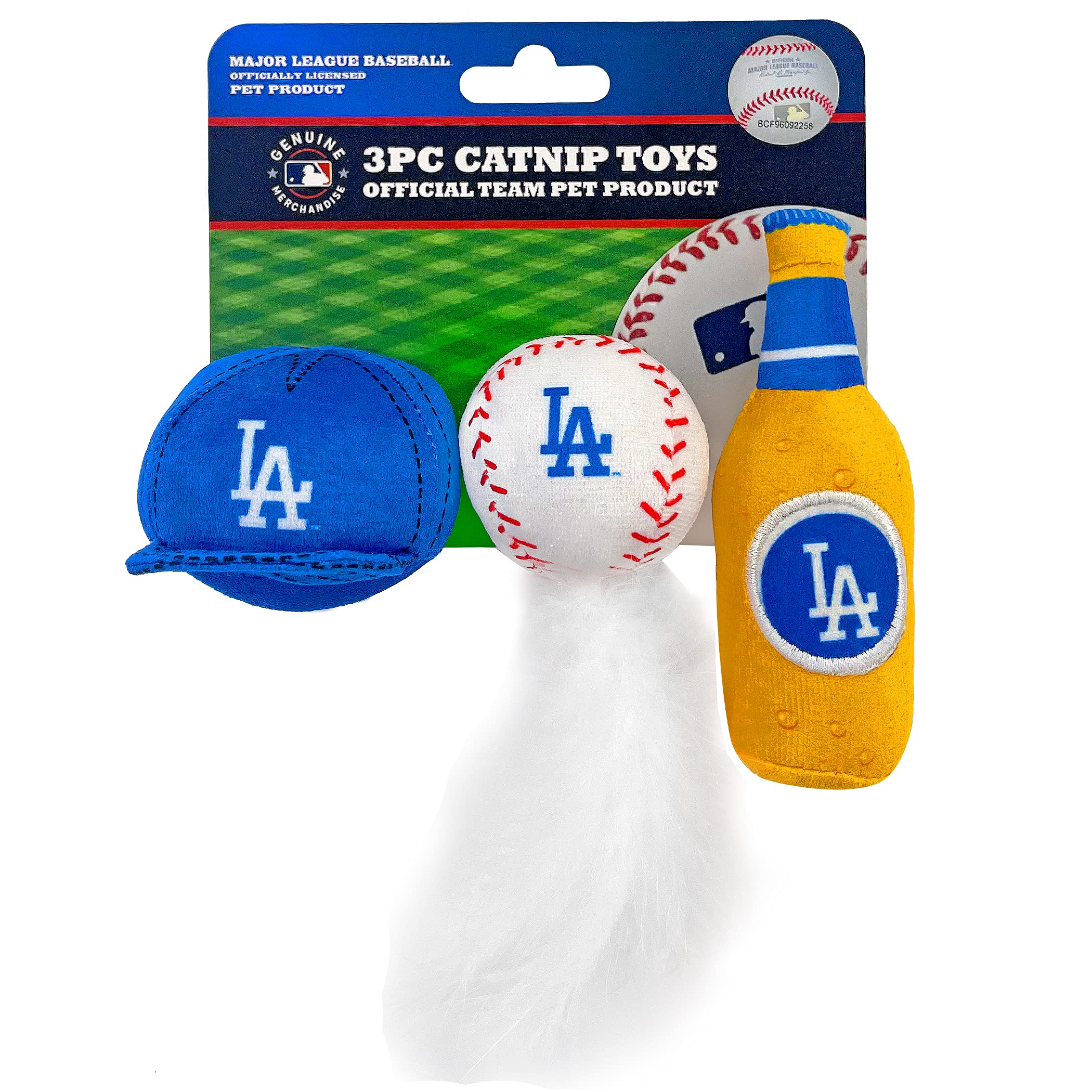 Best Plush Cat Toy Mlb Los Angeles Dodgers Complete Set Of 3 Piece Cat Toys Filled With Fresh Catnip. Inc: 1 Baseball Cap Cat To