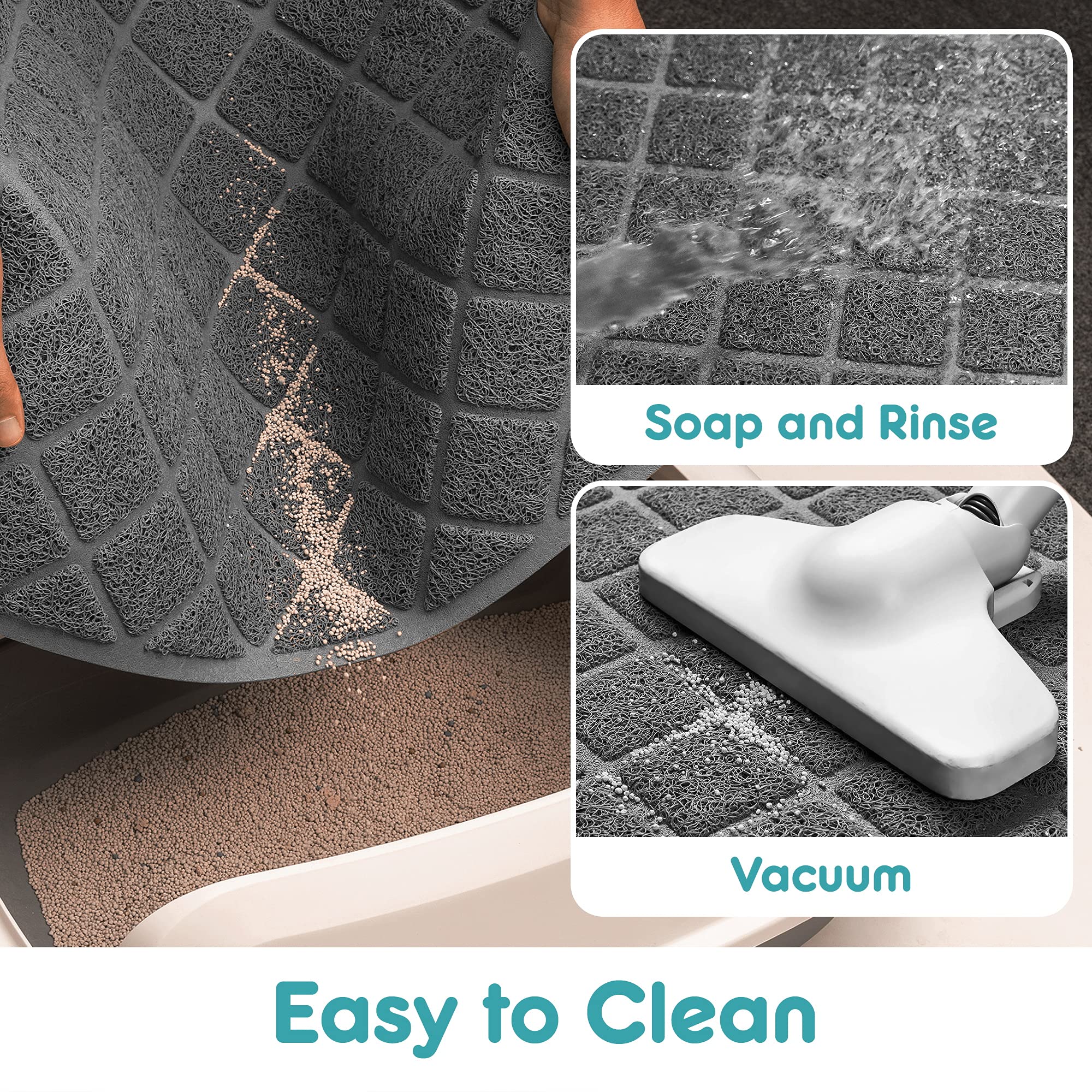 Conlun Cat Litter Mat Litter Trapping Mat, 35' X 23' Premium Durable Pvc Grid Mesh With Scatter Control, Non-Slip, Less Waste Cat Litter Box Mat, Soft On Kitty’S Paws, Urine Waterproof