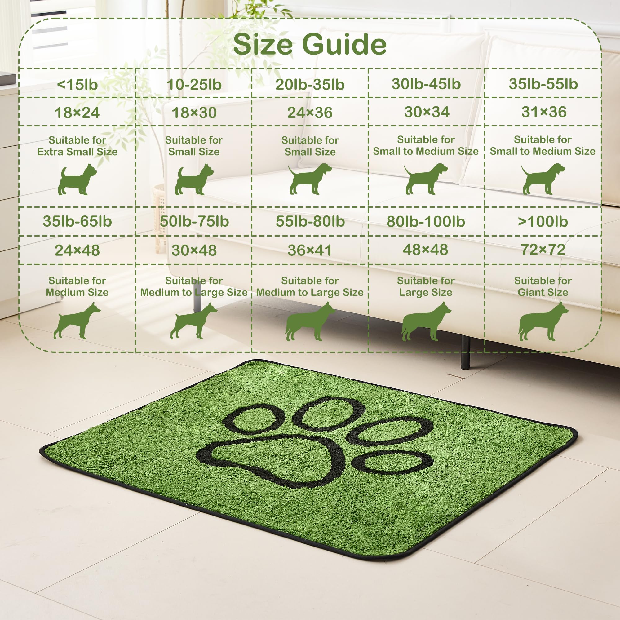 Qeils Washable Pee Pads For Dogs, 2 Pack Super Absorbent Reusable Puppy Pads With Green Long Wool For Potty Training, Floor, Cou