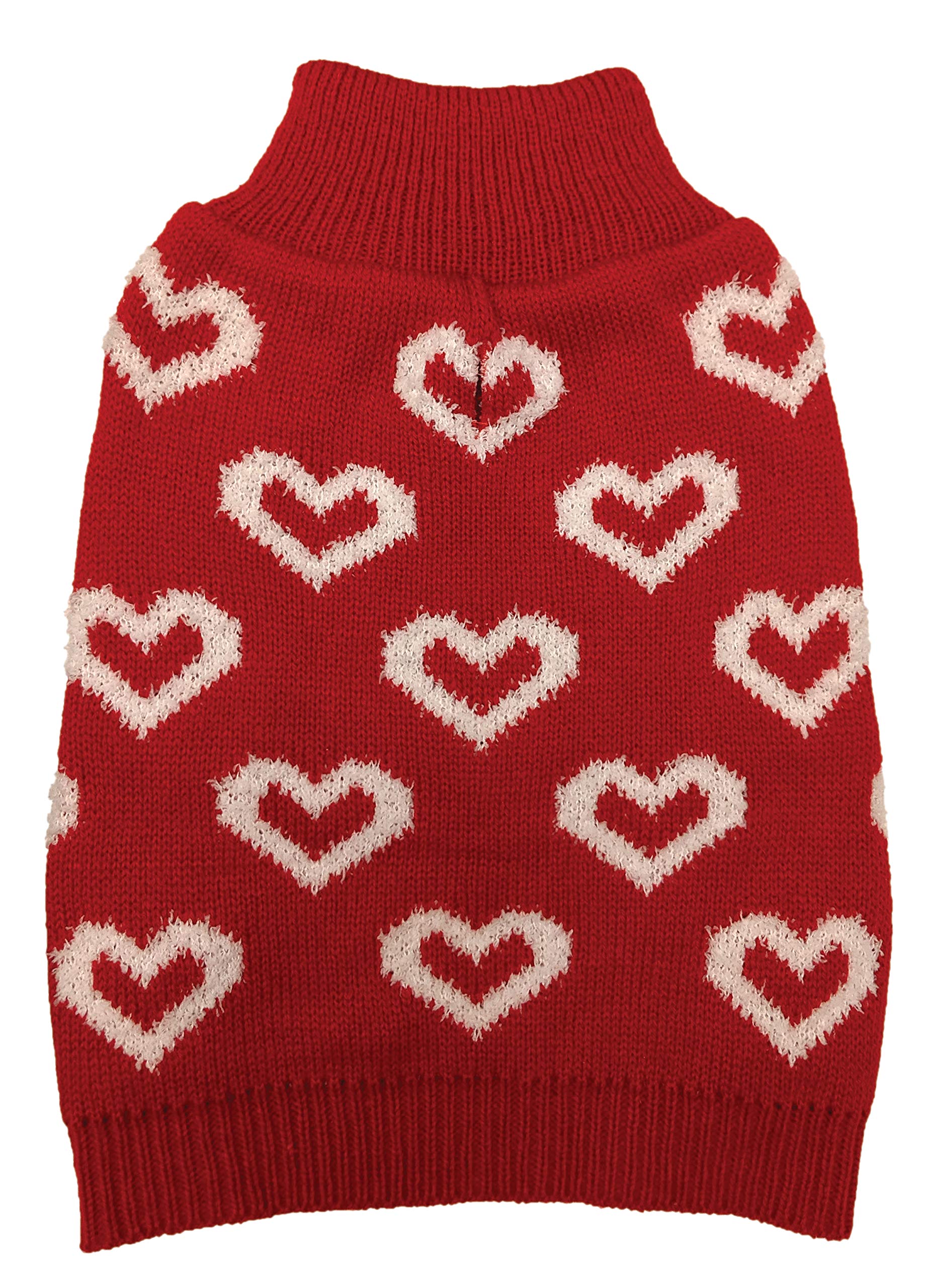 Fashion Pet/ Allover Hearts Sweater/Dog Sweater/Red/Medium