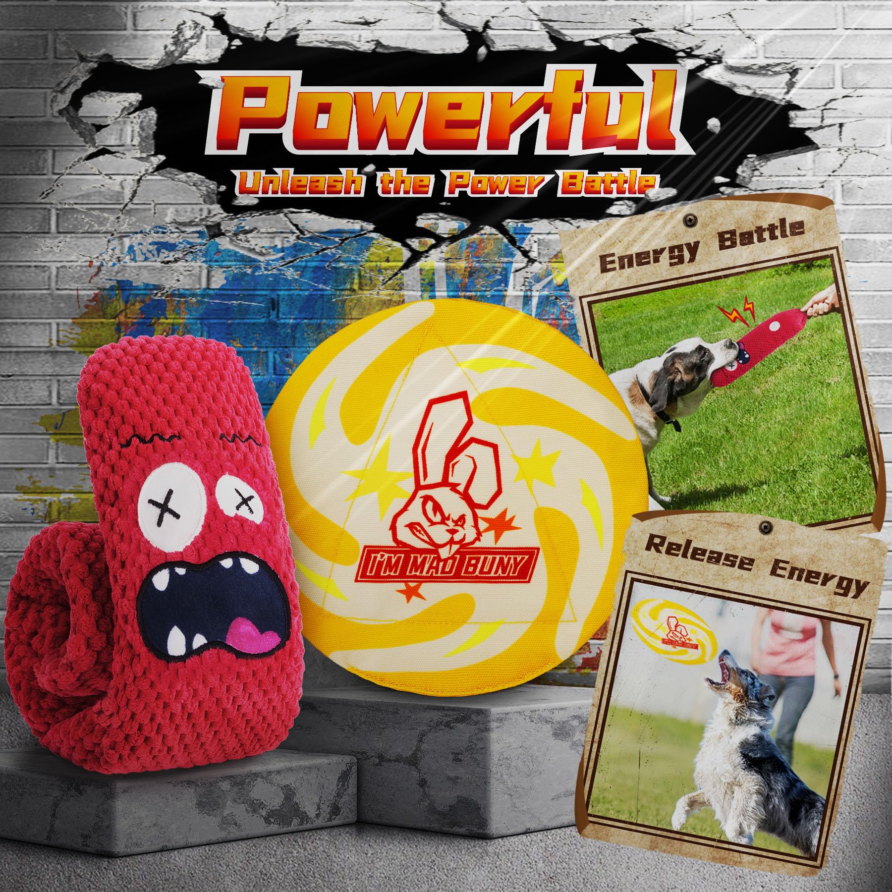 Immadbuny Heavy Duty Various Dog Chew Toys For Aggressive Chewers, 9 Pack Indestructible Large Dog Toys Include Tug Chew & Rope