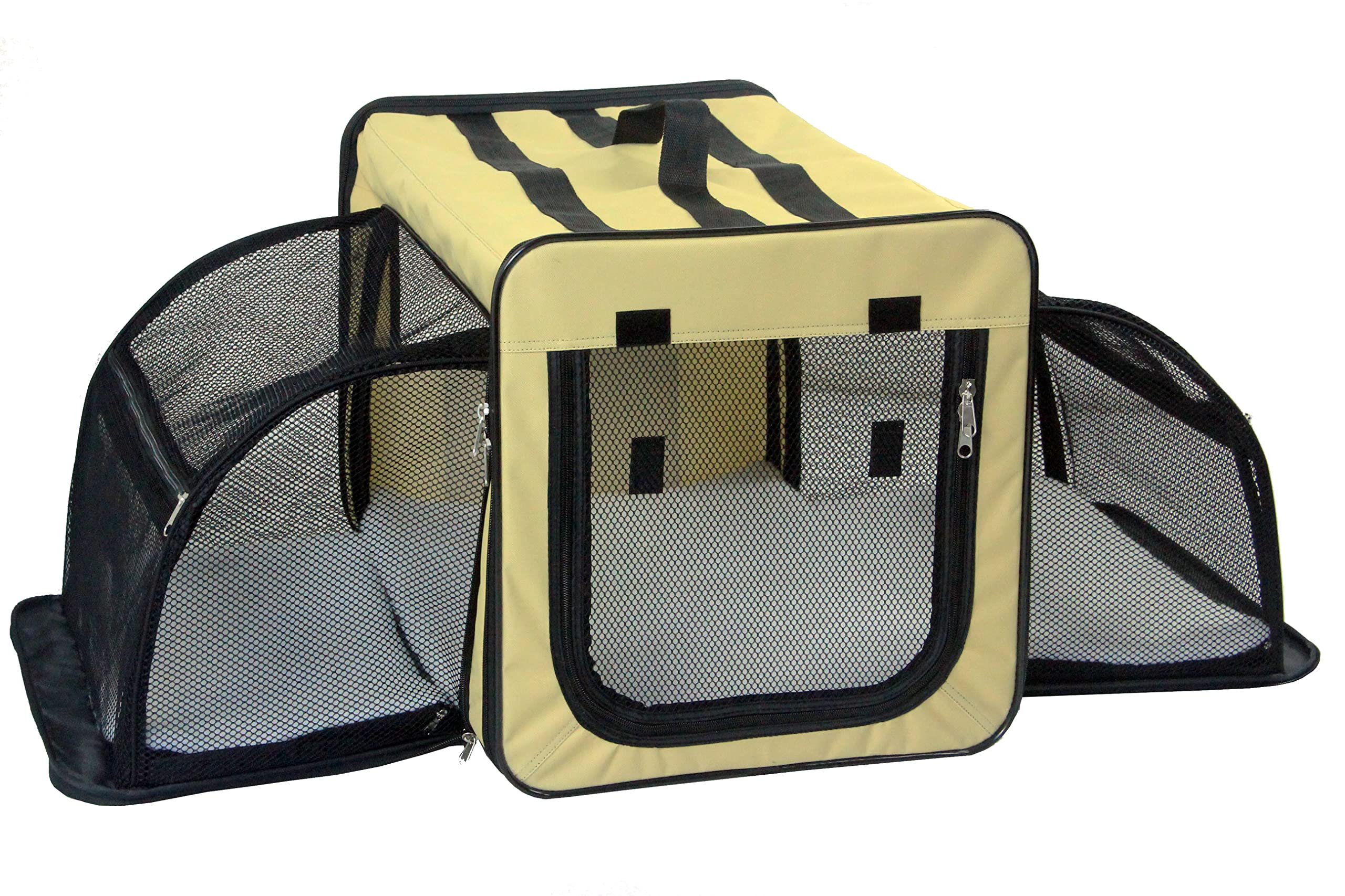 Pet Life Capacious Dual-Expandable Wire Folding Lightweight Collapsible Travel Pet Dog Crate(D0102H7030Y.)