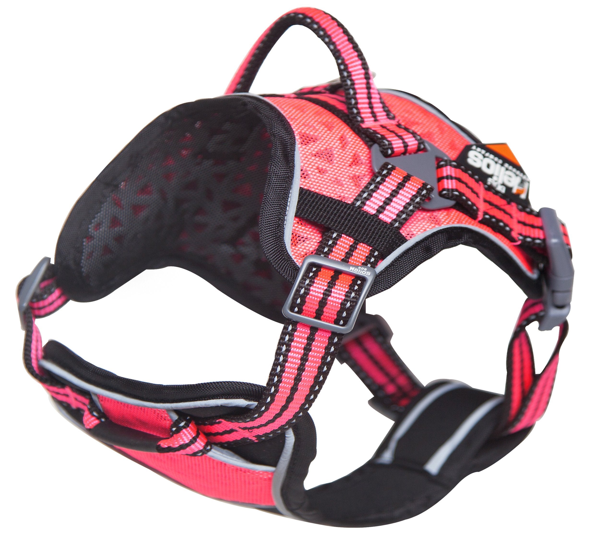 DOGHELIOS 'Journey Wander' Chest Compressive Sporty Adjustable Travel Pet Dog Harness and Leash Combination, Small, Pink