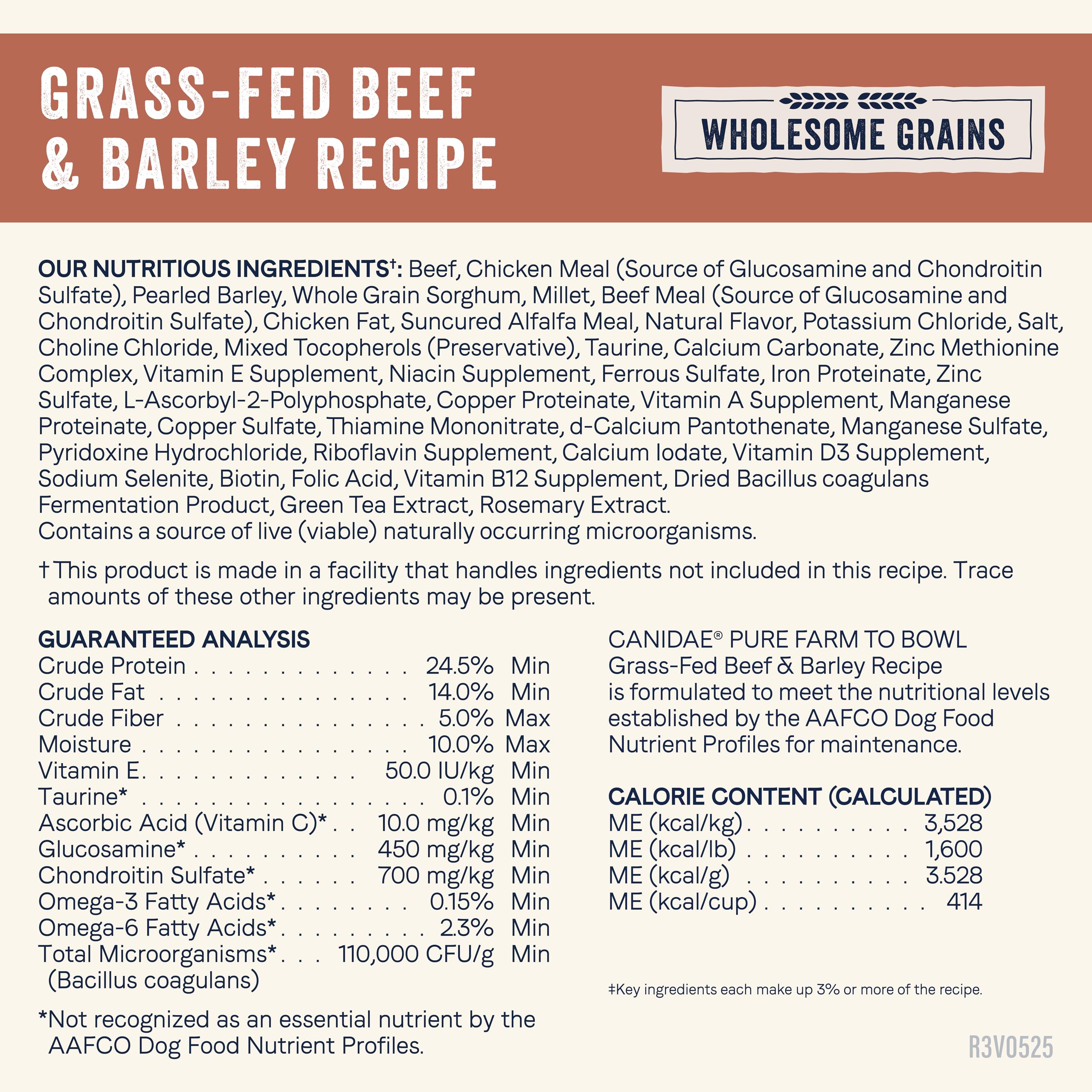 CANIDAE Pure Limited Ingredient Premium Adult Dry Dog Food, Real Beef & Barley Recipe, 22 lbs, with Wholesome Grains