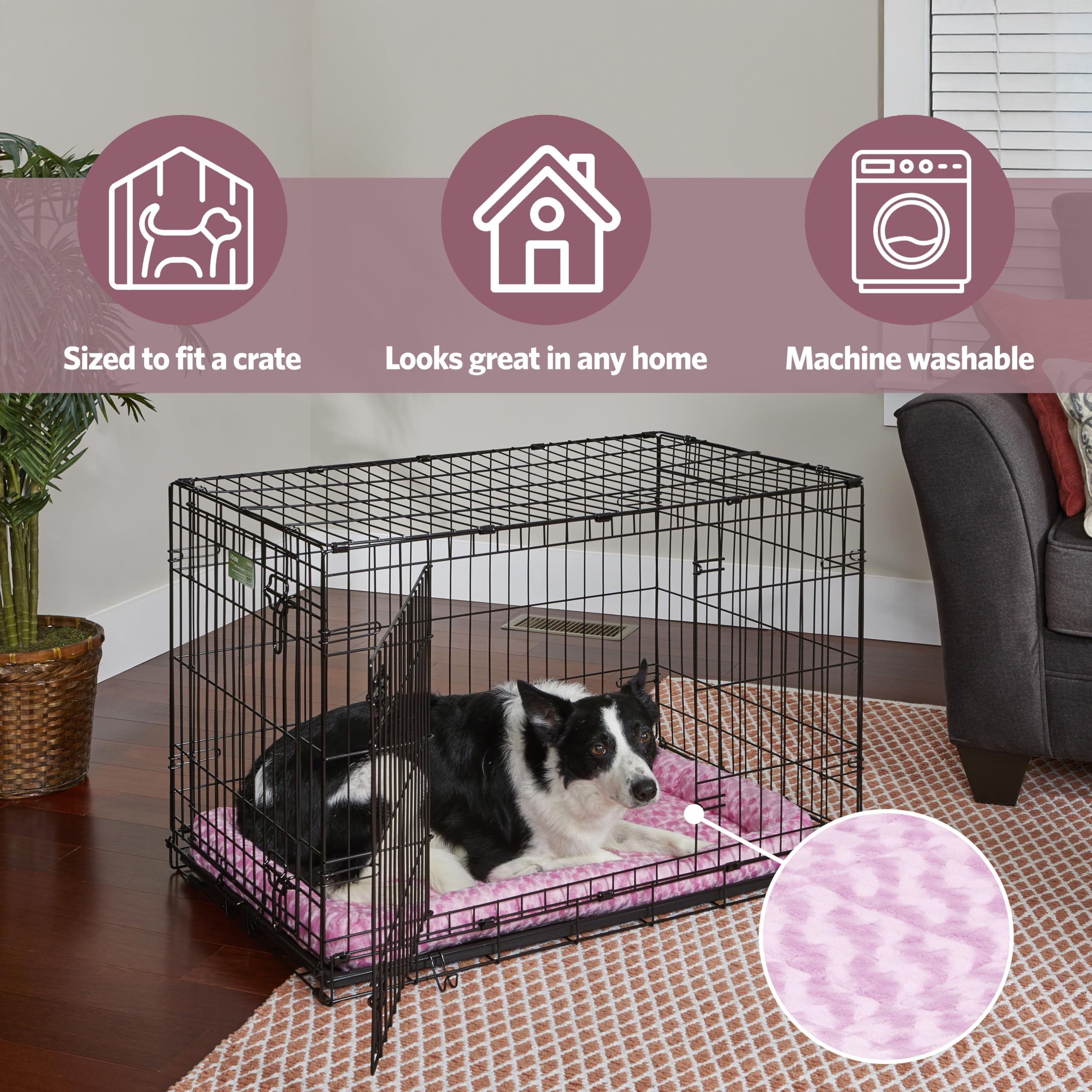 Midwest Homes For Pets Bolster Dog Bed 24L-Inch Pink Dog Bed Or Cat Bed W/Comfortable Bolster | Ideal For Small Dog Breeds & Fit