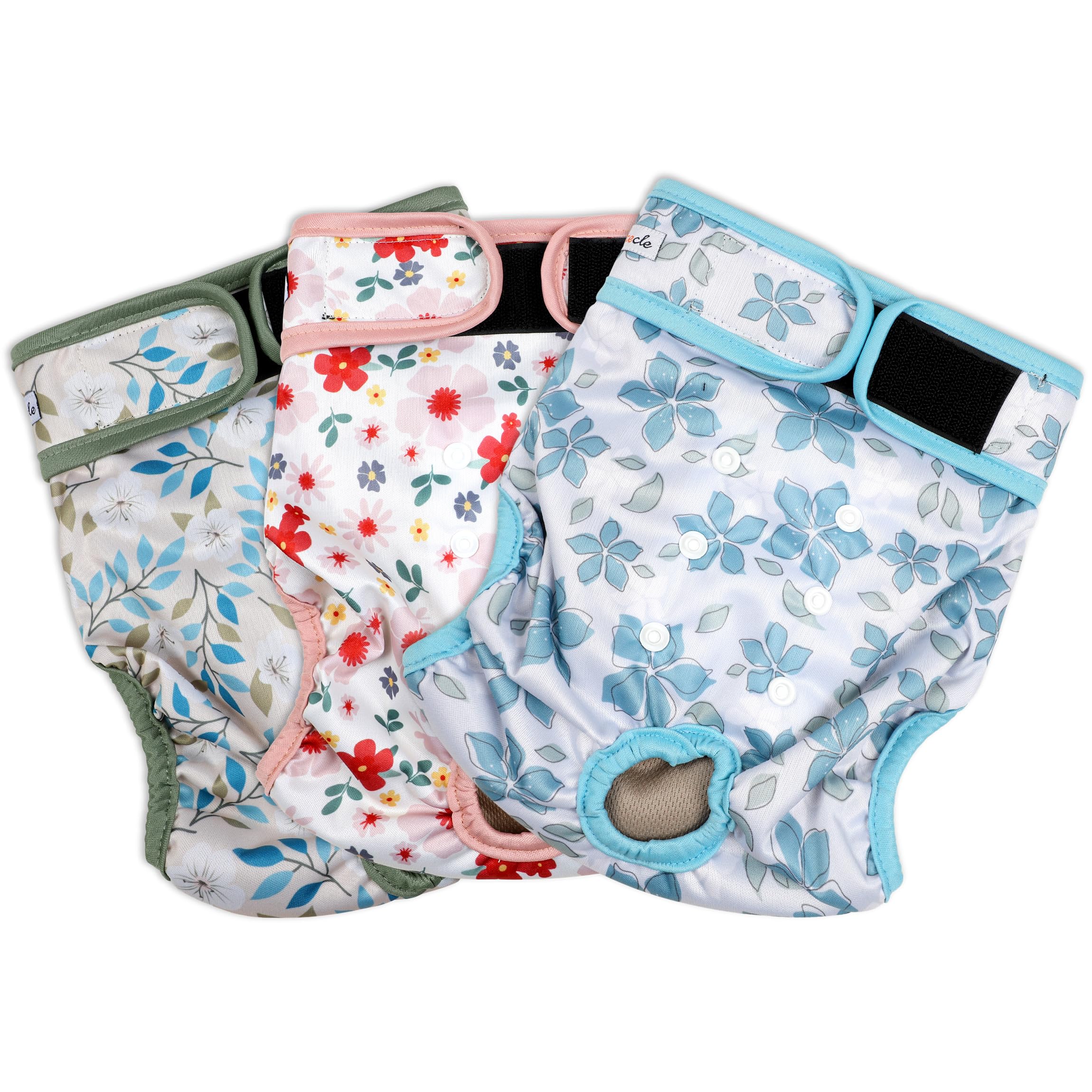 Grecle Washable Female Dog Diapers (3 Pack) - No Leak Reusable Diapers For Doggy Female In Period - Highly Absorbent Dog Heat Panties With Adjustable Snaps Xl