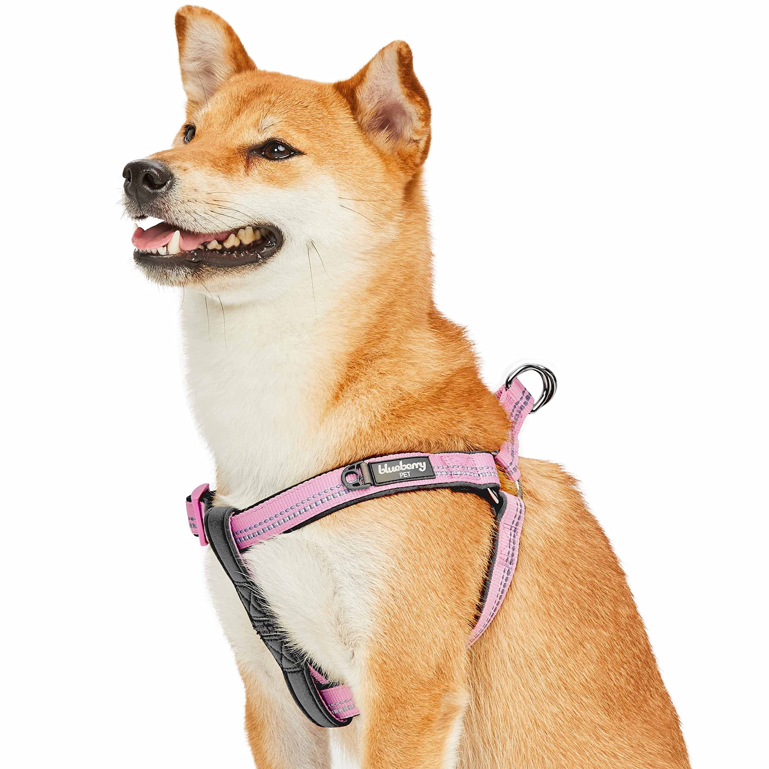 Blueberry Pet Soft & Comfy 3M Reflective Step-In Pastel Color Padded Dog Harness, Chest Girth 19.5' - 25.5', Baby Pink, Medium, Adjustable Harnesses For Dogs