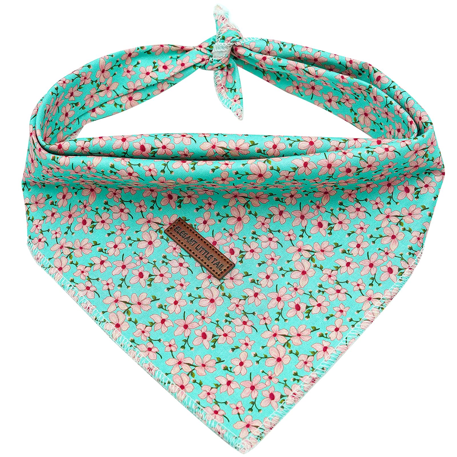 Elegant Little Tail Dog Bandana, Spring Cotton Dog Bandana Floral Print Adjustable Dog Scarf Handkerchief Boy Dog Bibs Scarf For
