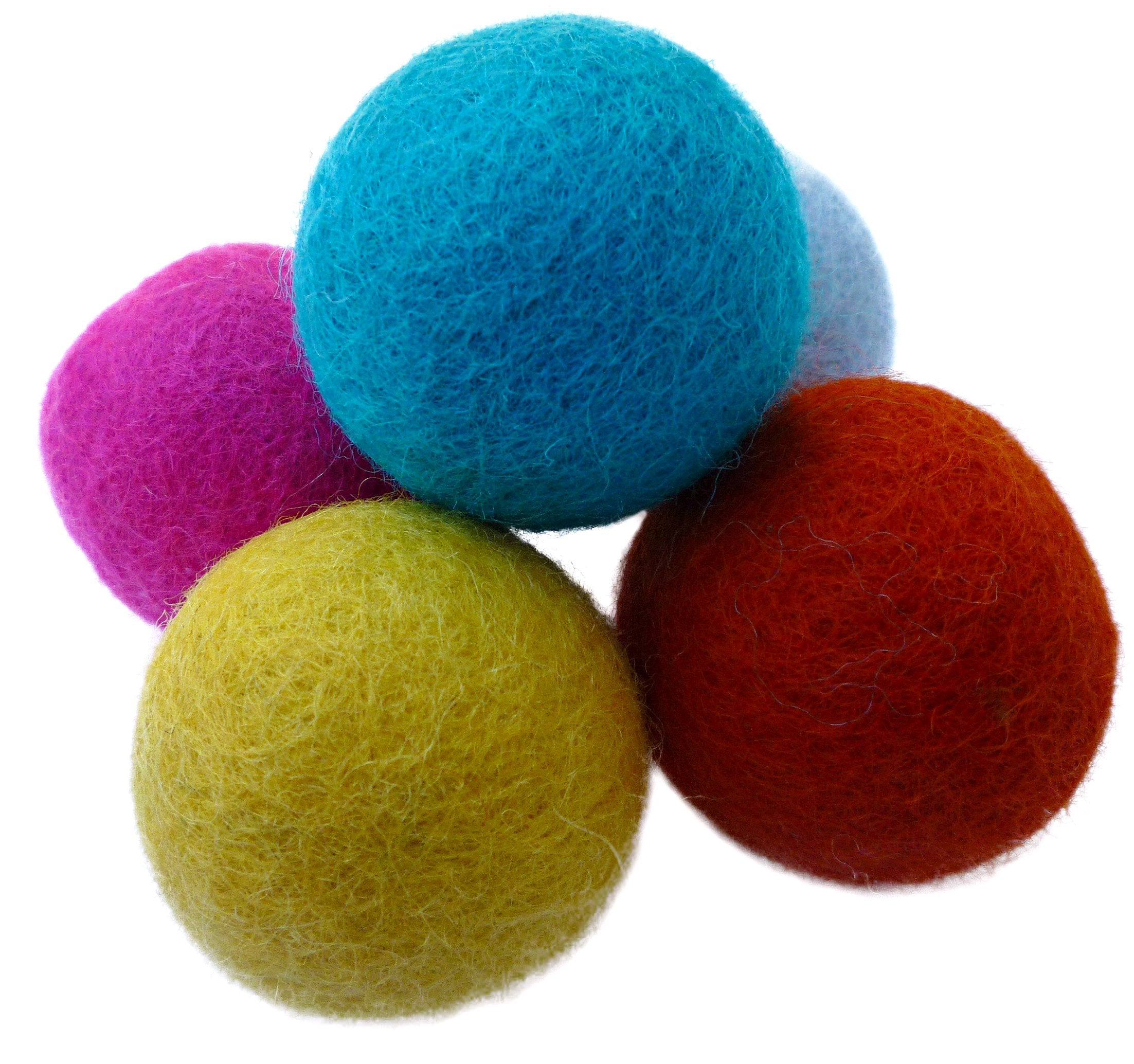 Earthtone Solutions Wool Cat Balls - Safe Silent Felt Ball Toys - Fun Colorful Soft Quiet Wool Kitty Toys - Unique For Cat Lovers - Hand Made In Nepal