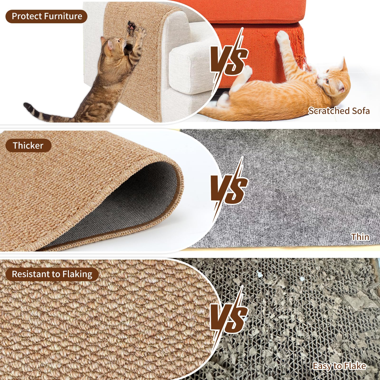 71'' X 15.8'' Thickened Cat Wall Climbing Carpet, Extra Large Cat Wall Scratcher Mat Tall Wall Mounted Climbing Cat Scratcher Wi