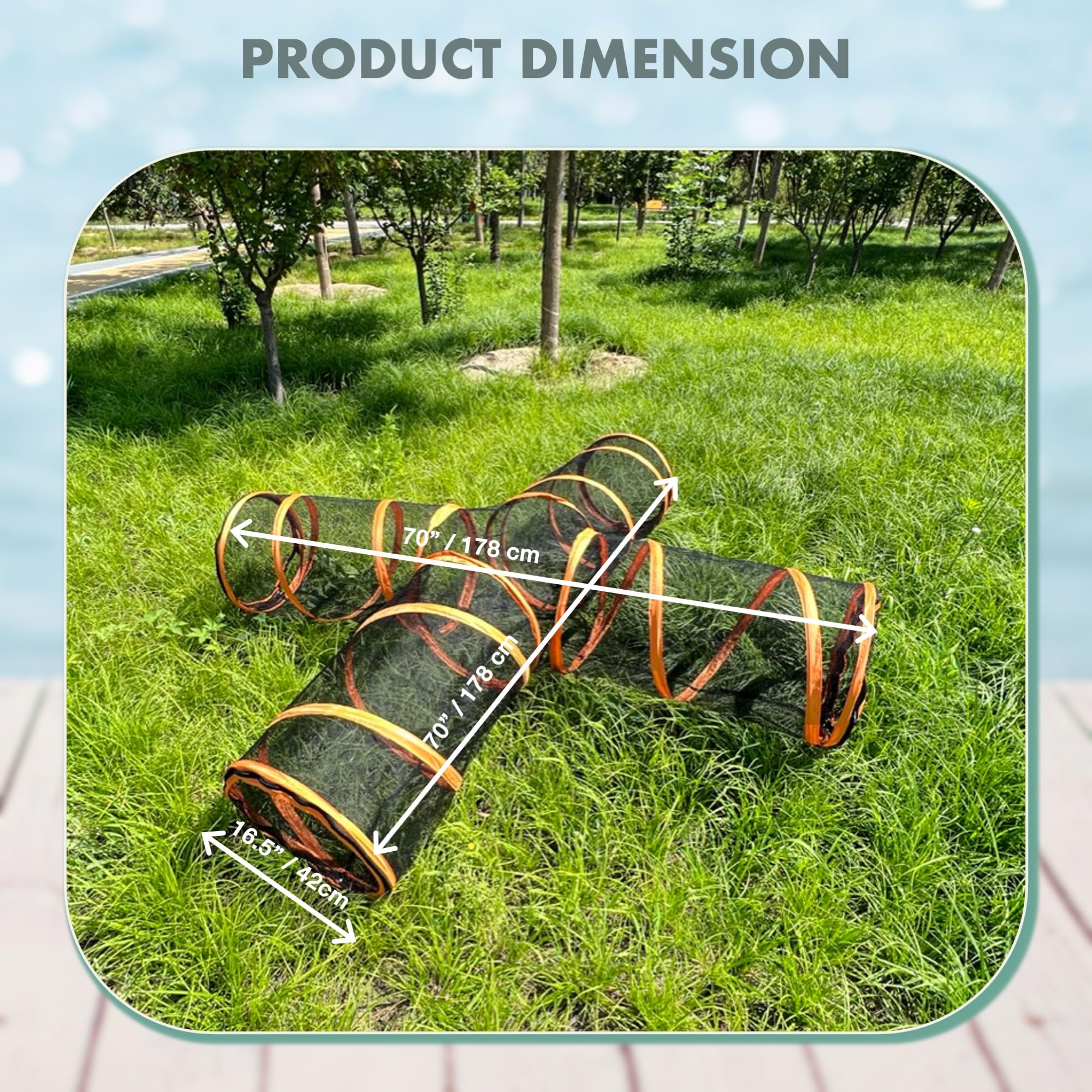 Outdoor Indoor Pet Cross Tunnel, Easy Assembly Pop-Up Mesh Cat Play Toy, Portable Foldable Soft Enclosure For Kitty Puppy Rabbit