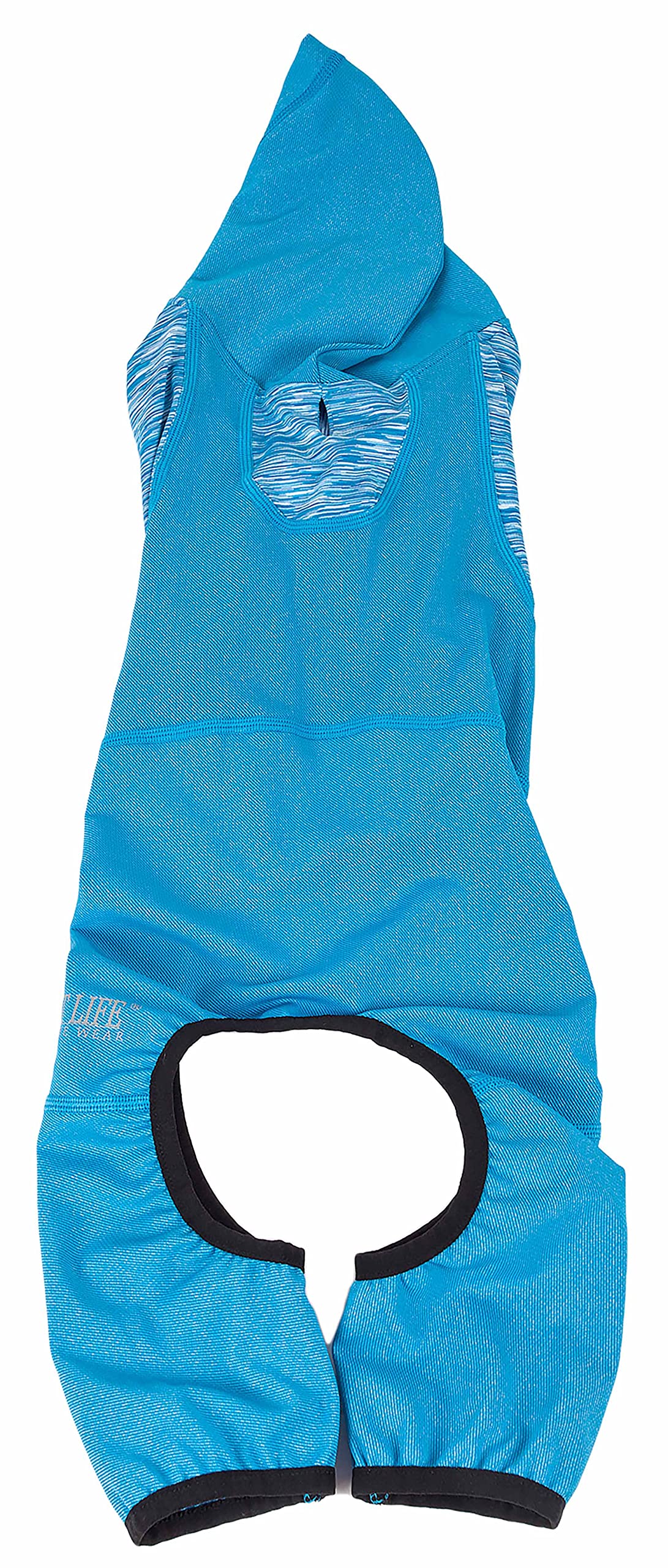 Pet Life A Active Pawsterity Heathered Performance 4-Way Stretch Two-Toned Full Bodied Hoodie, Large, Blue