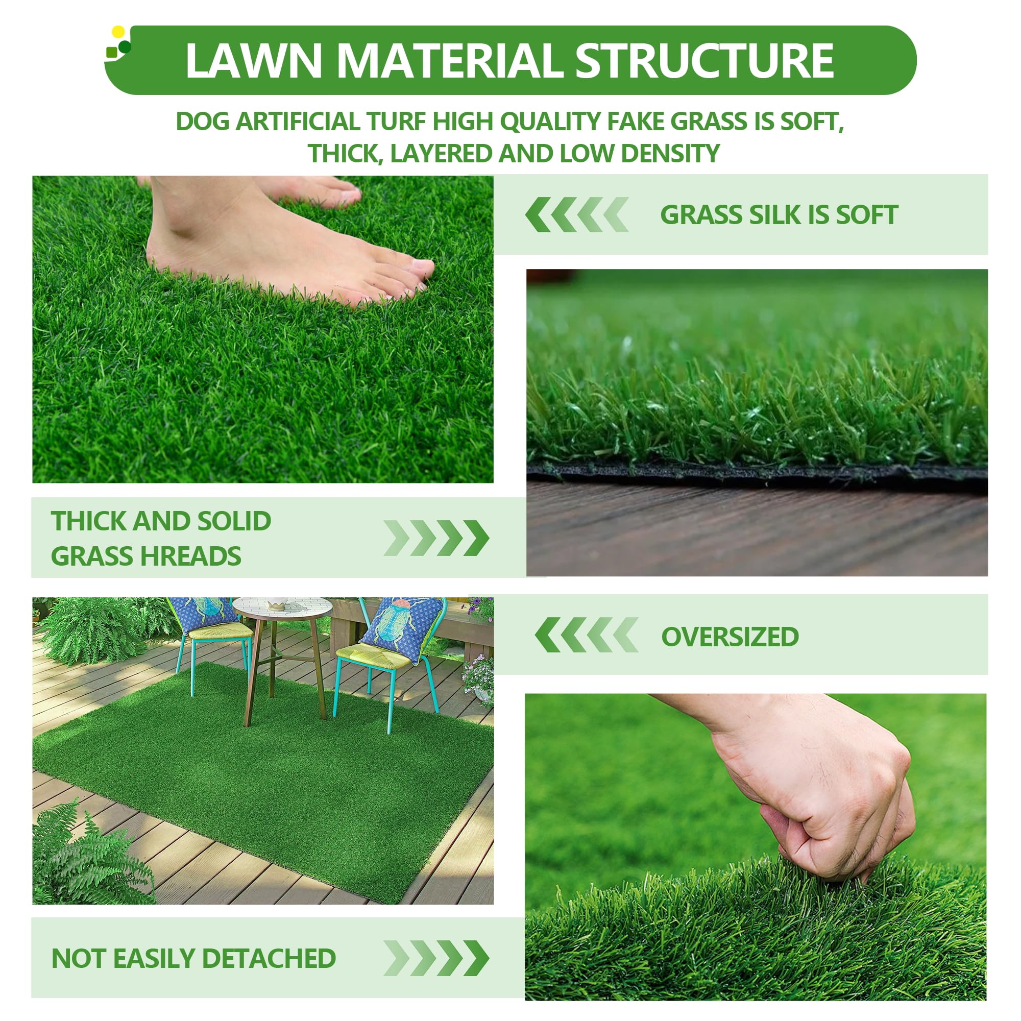 Starroad-Tim Artificial Grass Rug Turf For Dogs Indoor Outdoor Fake Grass For Dogs Potty Training Area Patio Lawn Decoration