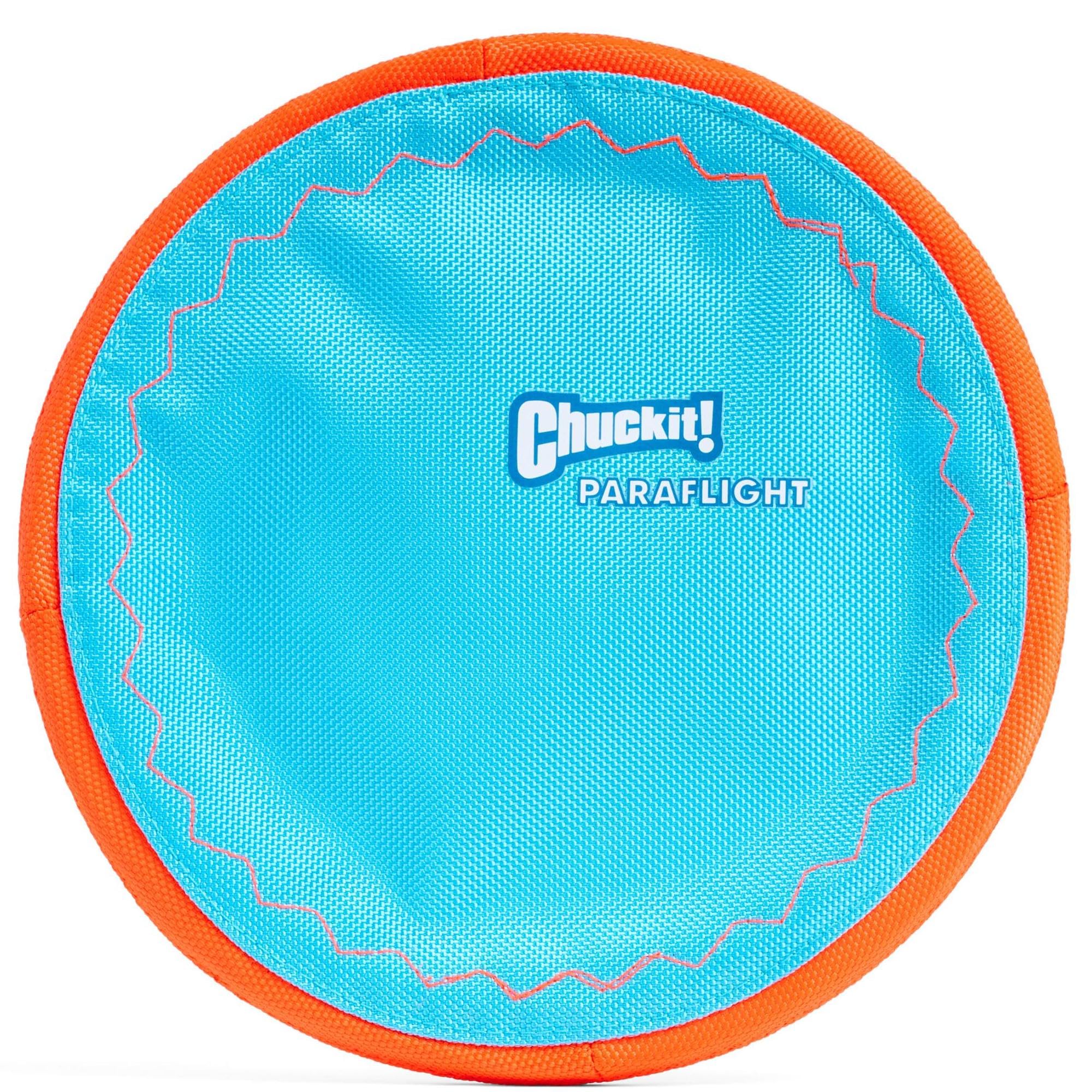 Chuckit! Paraflight Flying Disc Dog Toy  Water Floating Flyer  Durable Nylon Construction With Soft Rubber Edges  For Medium 