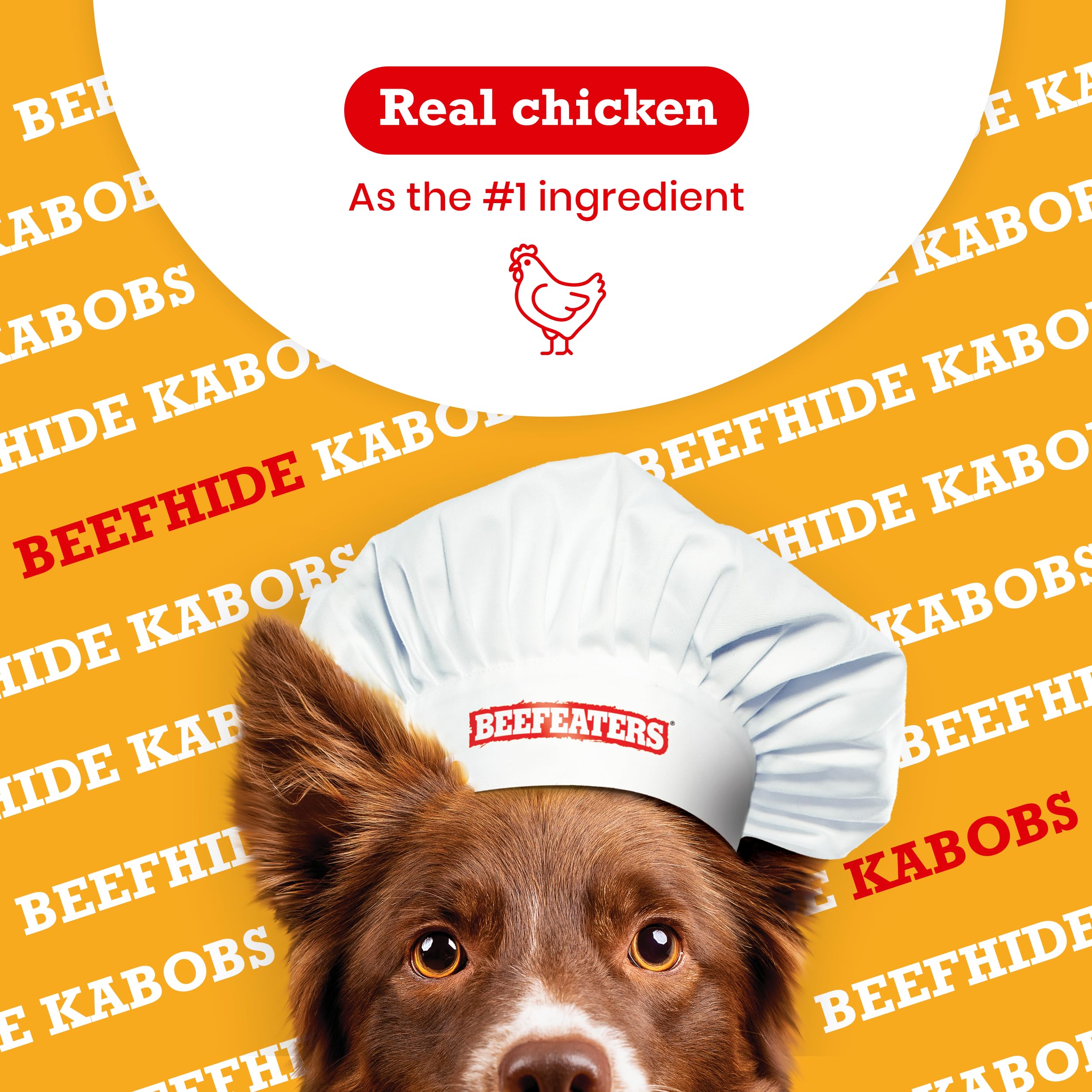 Beefeaters Beefhide Kabobs 40oz - Dog Treat. Triple Flavor with Real Chicken, Liver & Sweet Potato, Long-Lasting Chew, Supports
