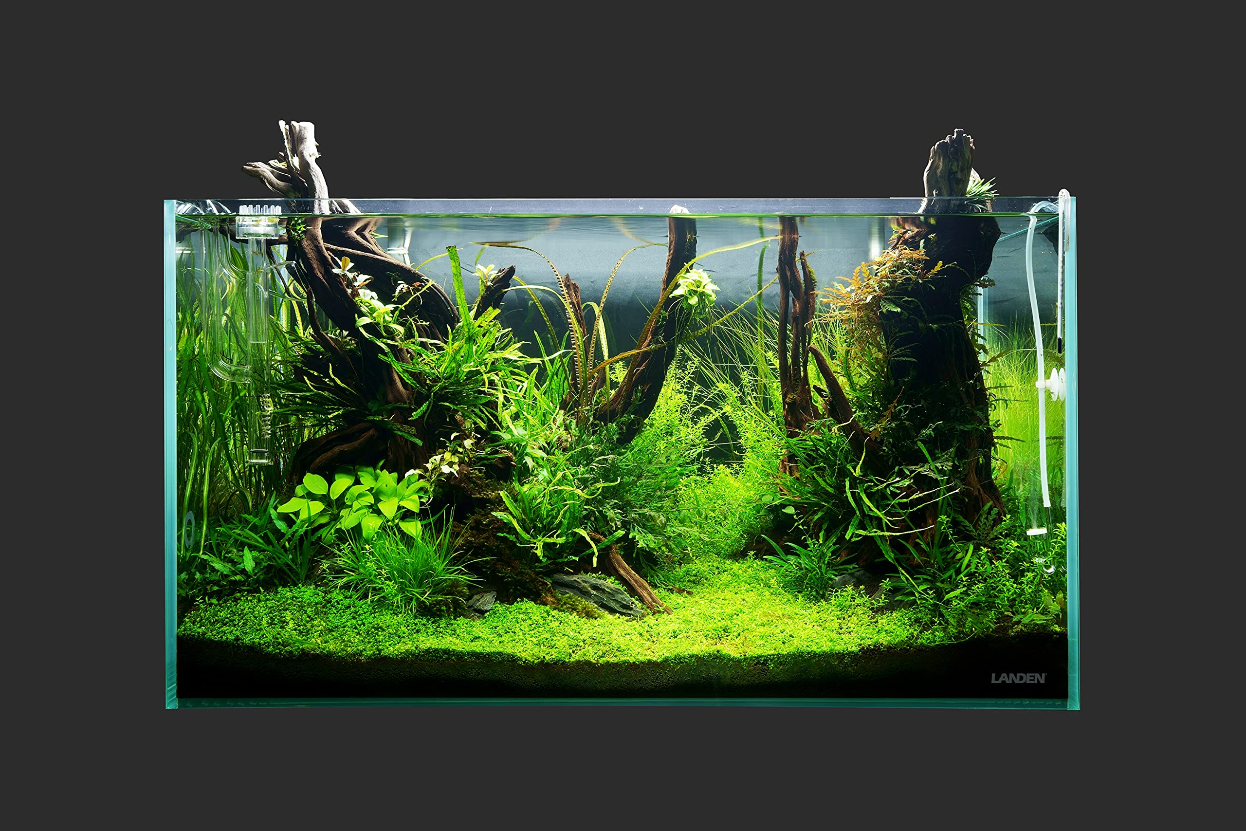 Landen 90P 44 Gallon Rimless Low Iron Aquarium Tank, W35.4 X D17.7    H17.7In (90Cm X 45Cm X 45Cm) 10Mm Thickness With Black Nan
