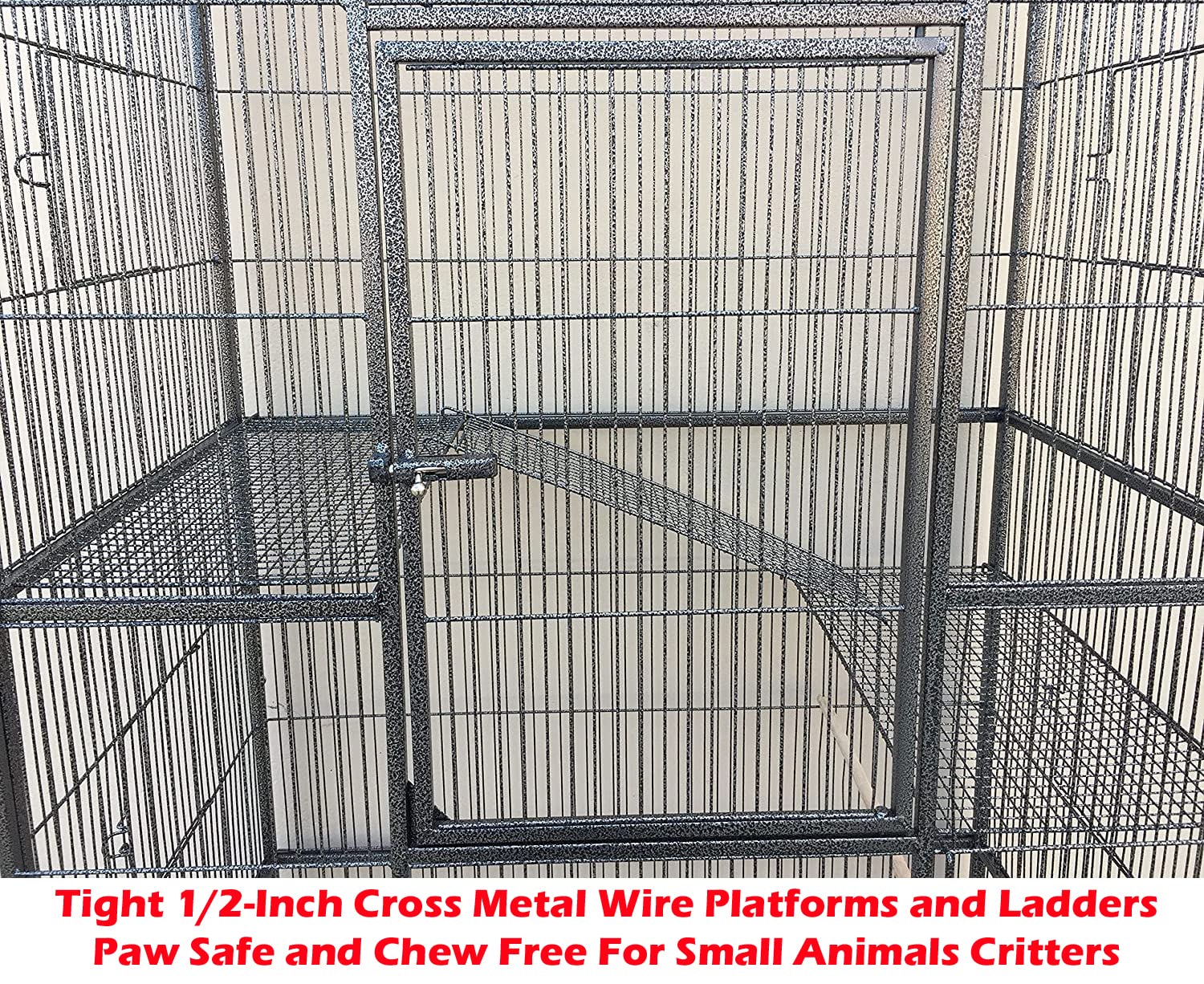 Extra Large Wrought Iron 5-Tiers Chew-Proof Ferret Squirrel Chinchilla Sugar Glider Critter Animal Home Metal Cage Easy Clean Pu