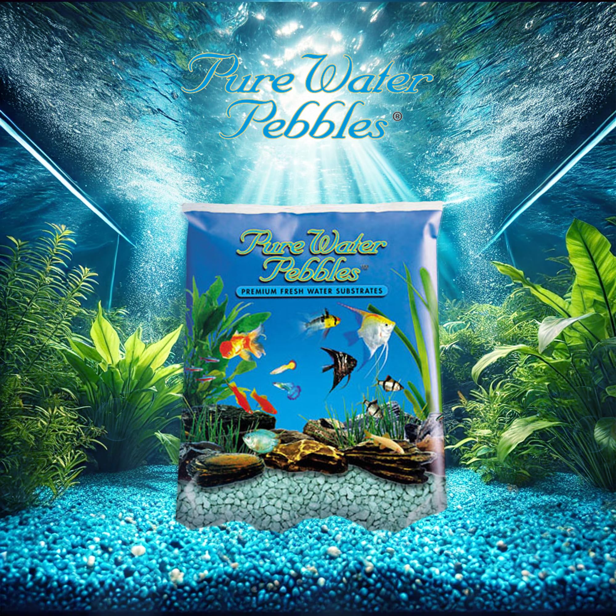 Pure Water Pebbles Turquoise Aquarium Gravel, 5 Lbs - Ph Balance, Water Clarity, Aesthetic, Ideal Fish Tank Gravel, Aquarium Decoration, Eco-Friendly