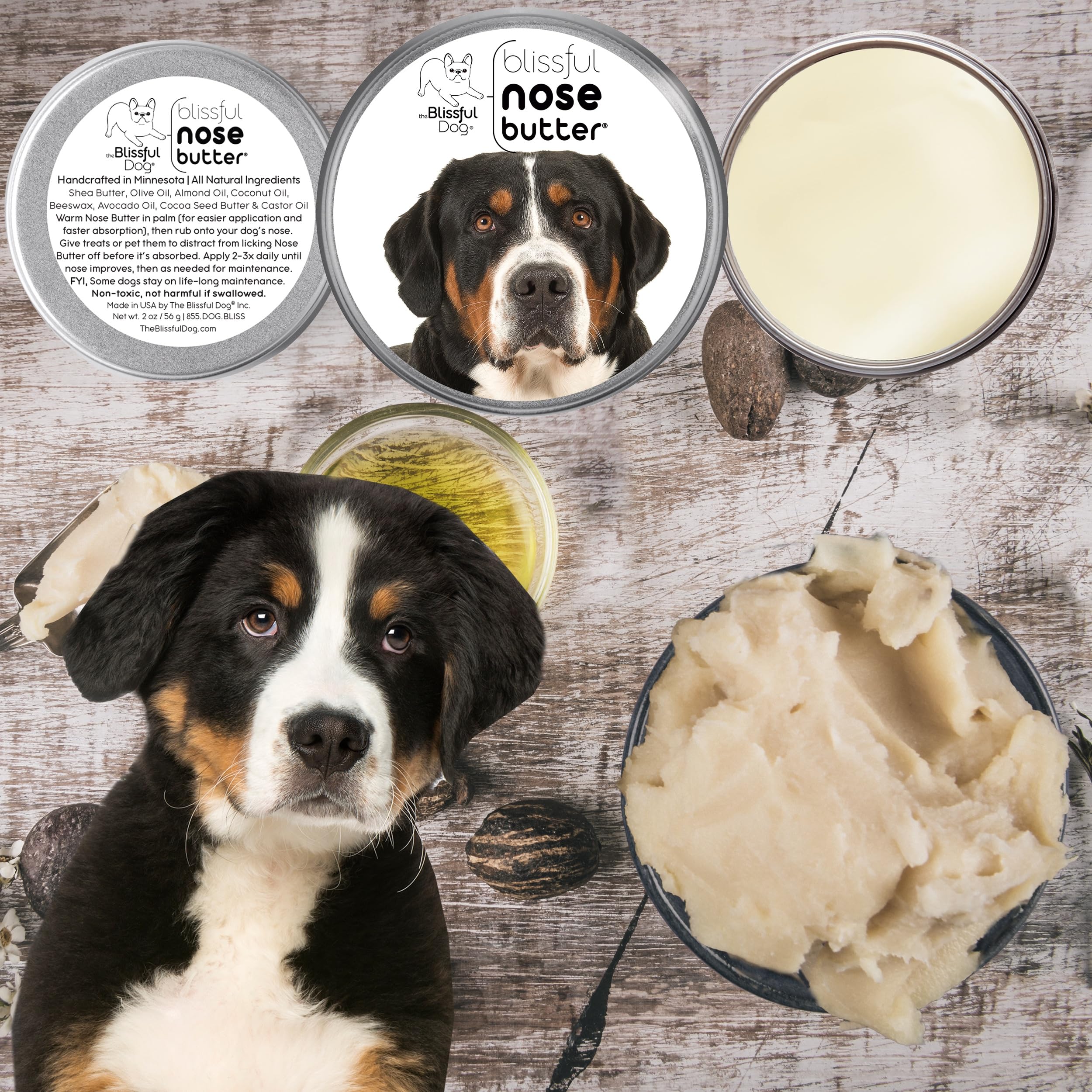 The Blissful Dog Greater Swiss Mountain Dog Unscented Nose Butter - Dog Nose Butter, 16 Ounce