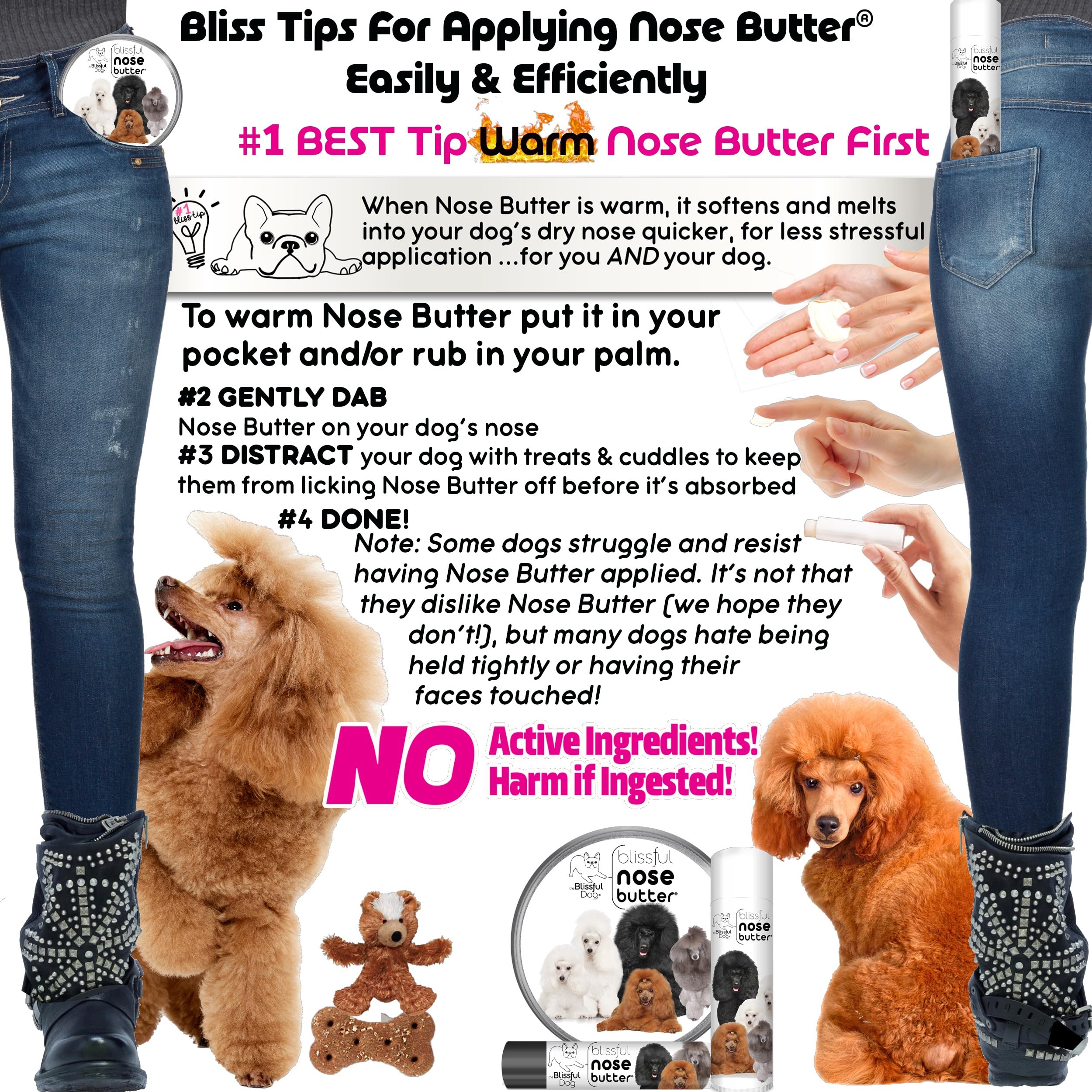 The Blissful Dog Poodle Unscented Nose Butter - Dog Nose Butter, 0.15 Ounce