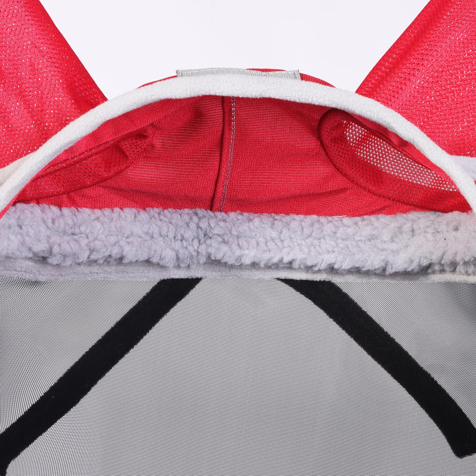 Harrison Howard CareMaster Pro Luminous Horse Fly Mask Large Eye Space Long Nose with Ears UV Protection for Horse Red Full Size