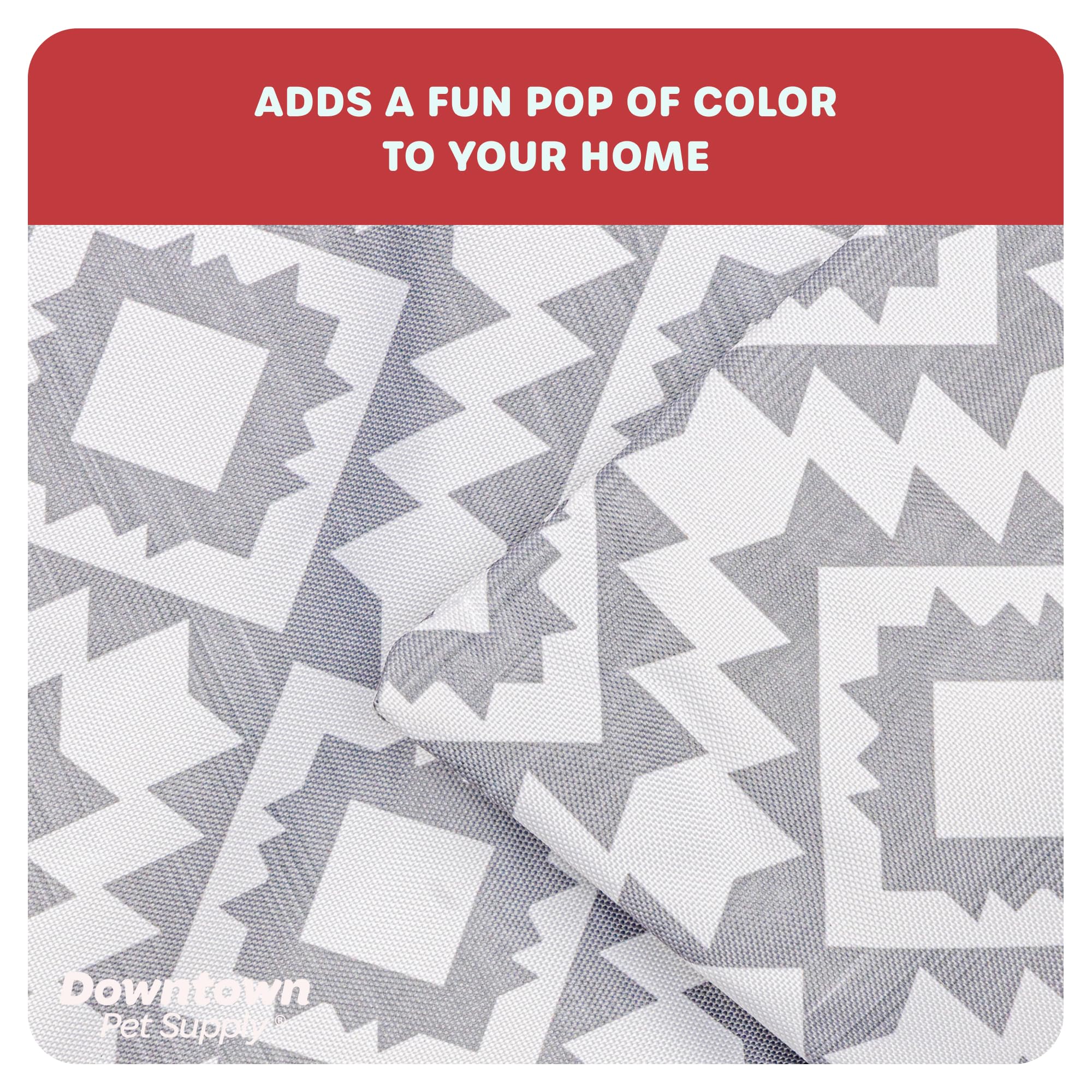 Downtown Pet Supply Dog Crate Pad, 29 X 20 Boho, Waterproof Ripstop Nylon Fabric, Chew Proof, Machine Washable, Medium Padded