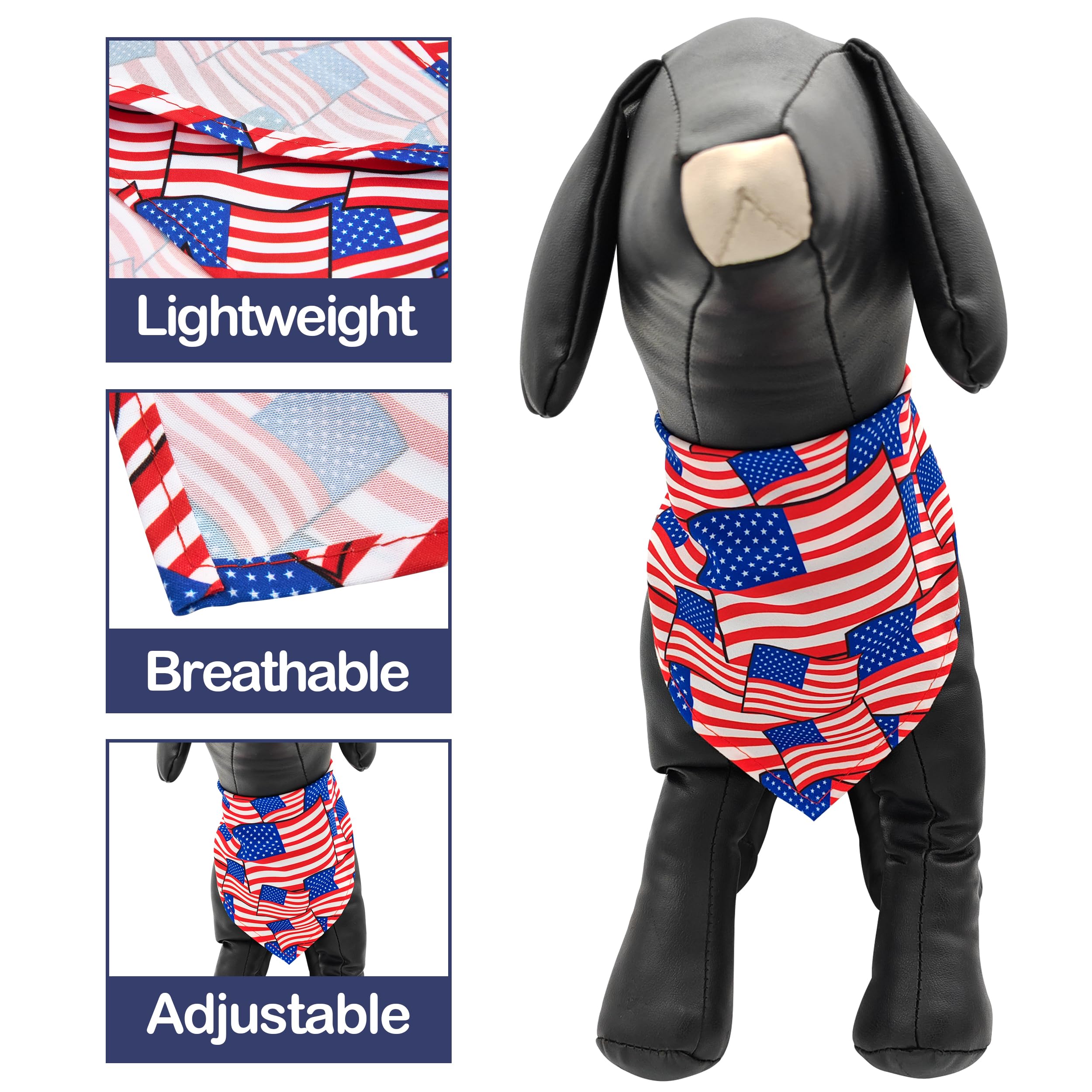 Jpgdn 10Pcs 4Th Of July Dog Bandanas American Flag Stars And Stripes Patriotic Balloons Pattern For Medium Boys Girls Independen