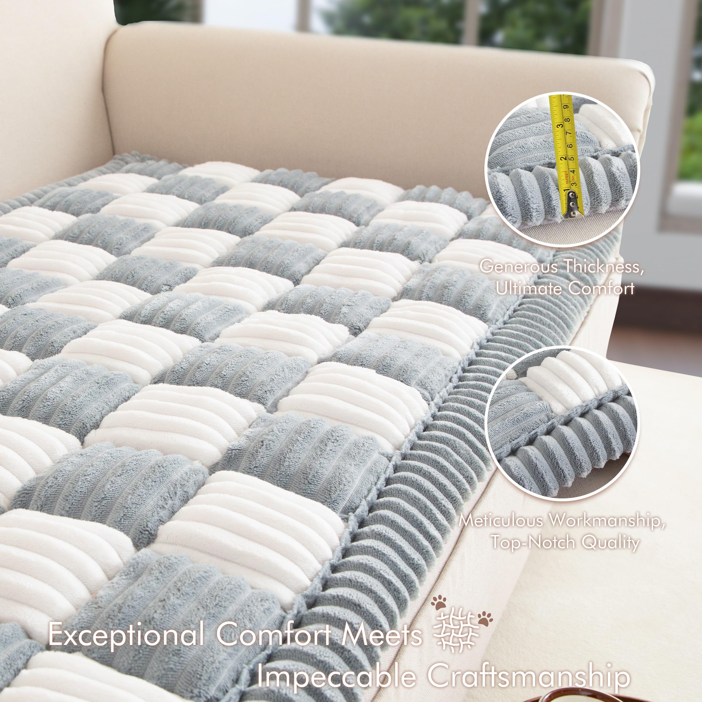 Nestlymoly Couch Cover For Dogs Washable, Sofa Covers For 3 Cushion Couch Sofa Pet Friendly, Fuzzy Couch Bed Furniture Protector