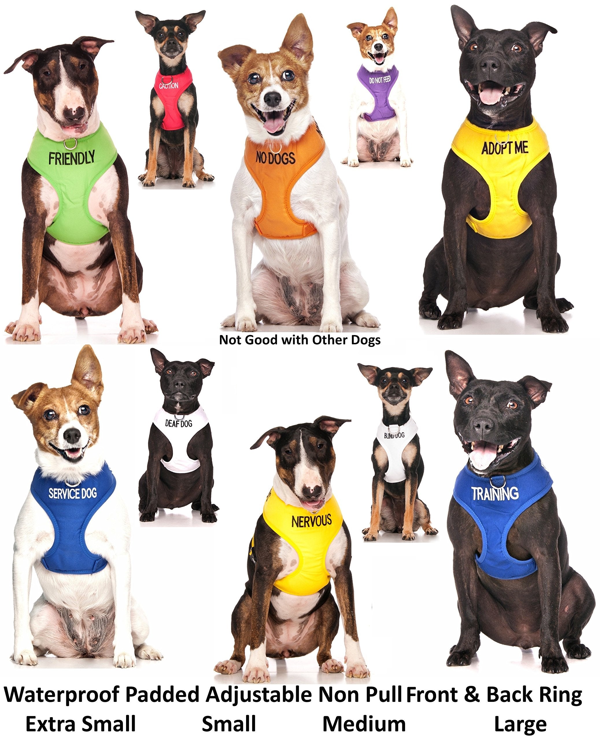 Dexil Limited Adopt Me Yellow Color Coded Non-Pull Front And Back D Ring Padded And Waterproof Vest Dog Harness Donate To Your L
