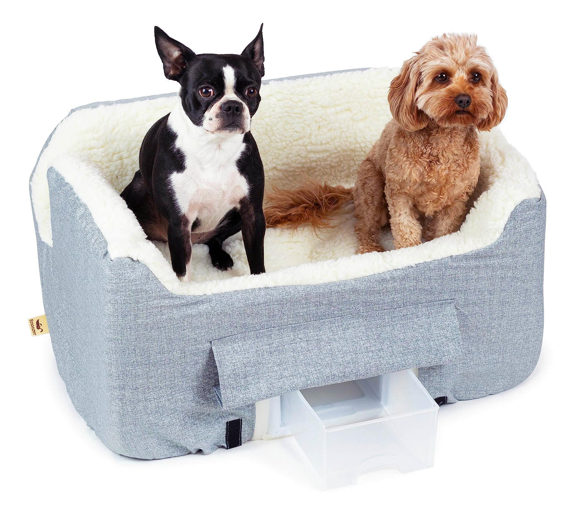 Snoozer Dog Car Seat With Storage Tray: Lookout Ii Dog Booster Car Seat Medium Sized Dog, Size: Large, Fabric: Stone Diamond, Pet Car Seat To Help Car Sickness For Dogs, Removable Washable Cover