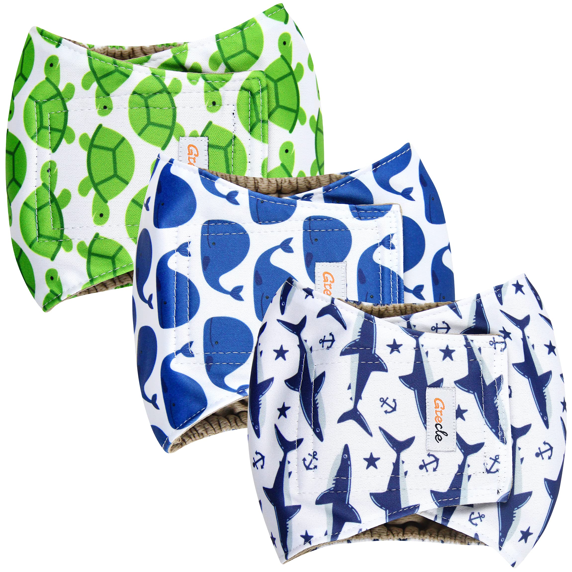 Grecle Premium Male Dog Wraps - High Absorbency Male Dog Diapers (Pack of 3) - Washable Belly Band for Male Dogs Incontinence an
