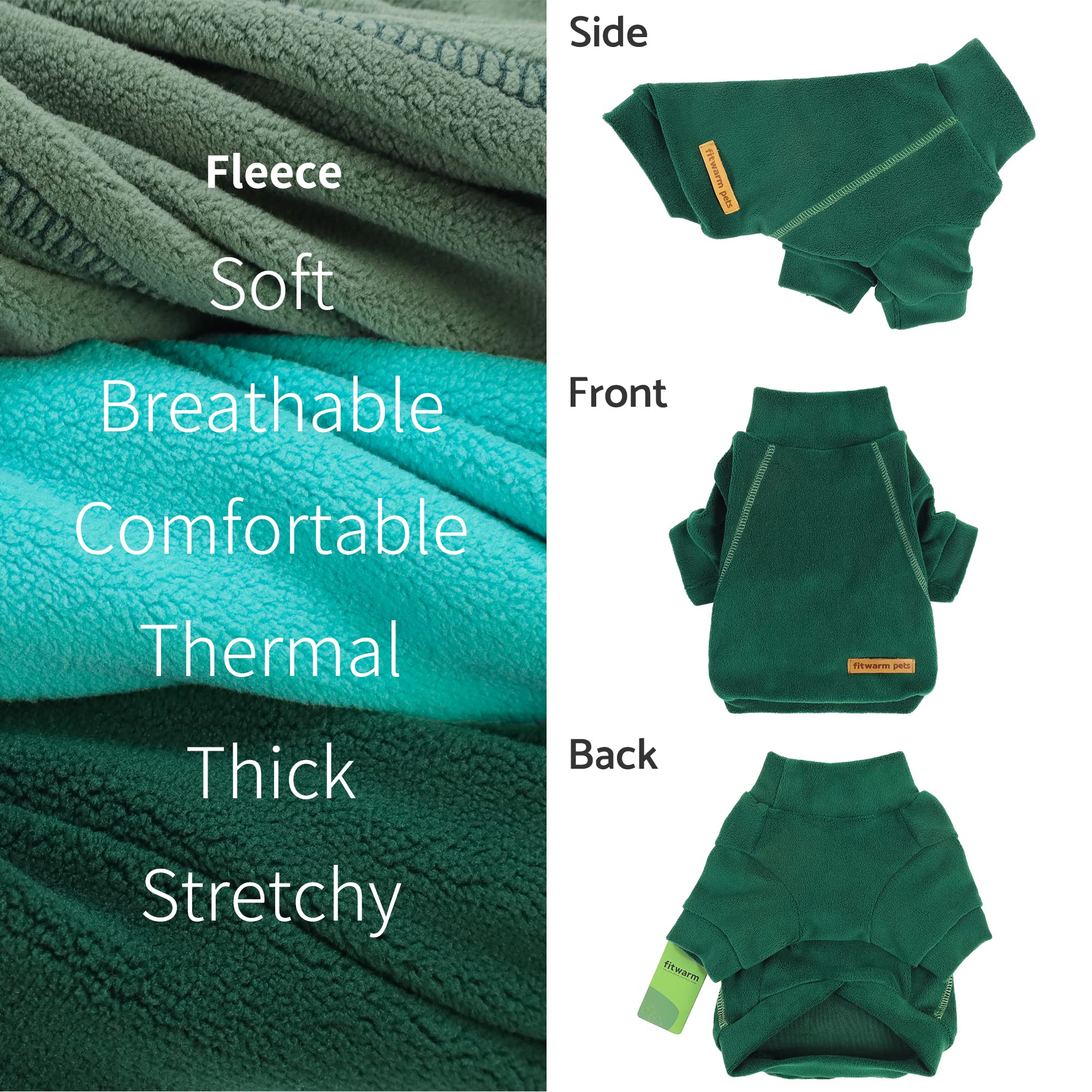 Fitwarm Fleece Dog Sweater 3 Pack, Turtleneck Pullover for Small Dogs, Dark Green-Aqua Green-Bean Green, Model Fwthreepackgreensweater_S_B0604
