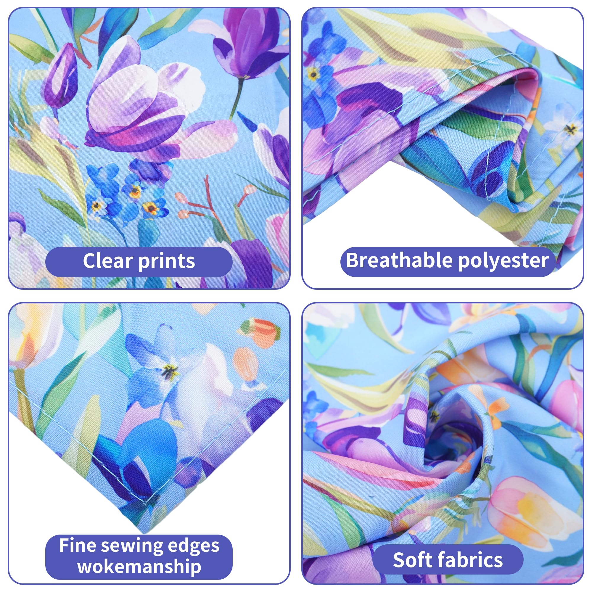 Pai Sence 7 Pcs Spring Dog Bandanas For Small Medium Dogs Breed 25 Inch Summer Flowers Dog Bandana Adjustable Large Polyester Sc