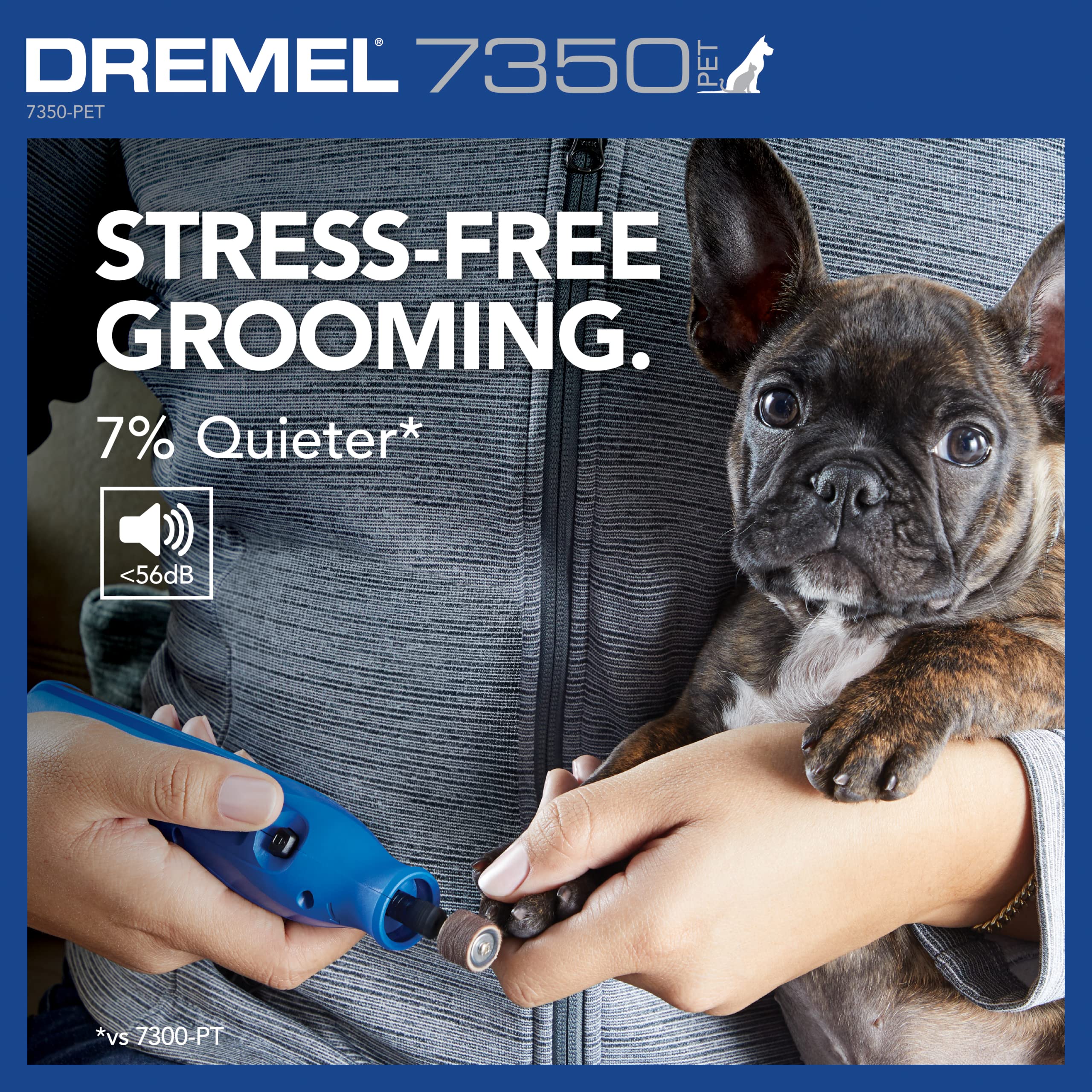 Dremel 7350-PET 4V Pet Nail Grinder - Safe & Easy Trimmer for Dogs & Cats - Professional Grooming Kit, Original Size