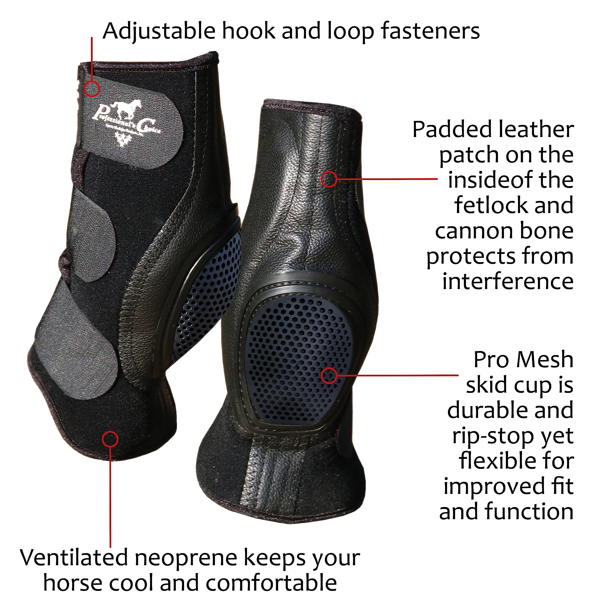 Professionals Choice Equine Ventech SlideTec Skid Rear Leg Boot | Prevents Burns During Sliding Stops | Pair | Short 10.5 | Bla