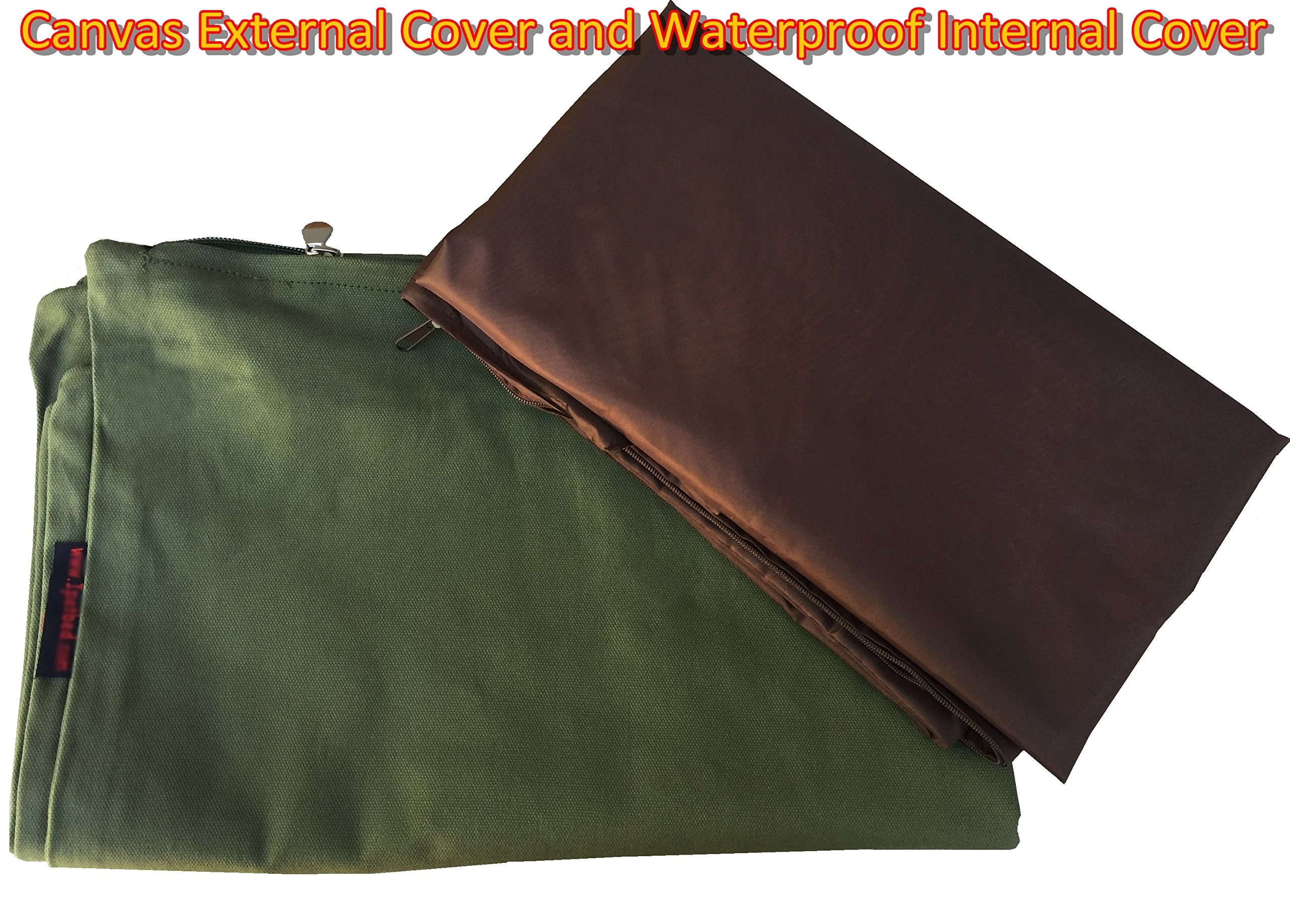 Diy Pet Bed Pillow Canvas Cover + Waterproof Internal Case For Dog/Cat At Medium 36'X29' Olive Green Color - Covers Only